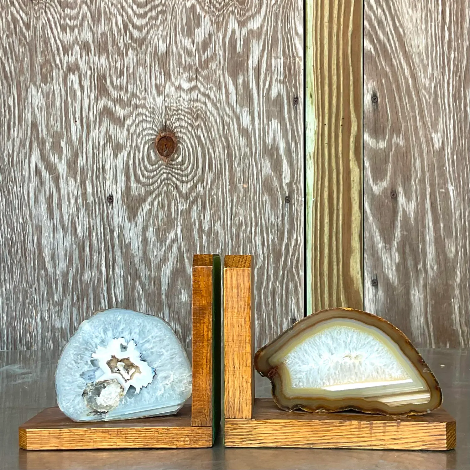 Vintage Boho Geode Bookends - Set of 2 - Detail view