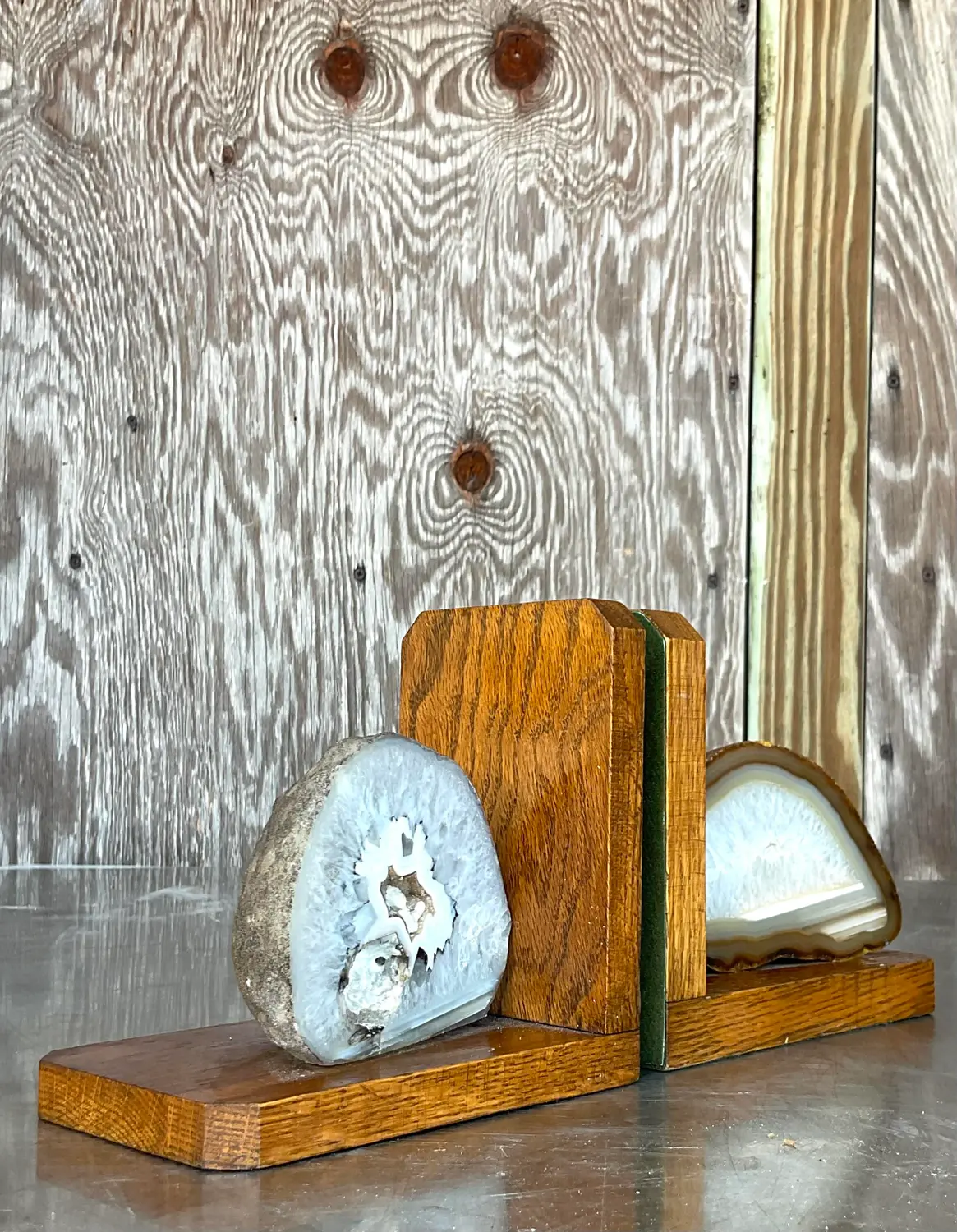 Vintage Boho Geode Bookends - Set of 2 - Top view