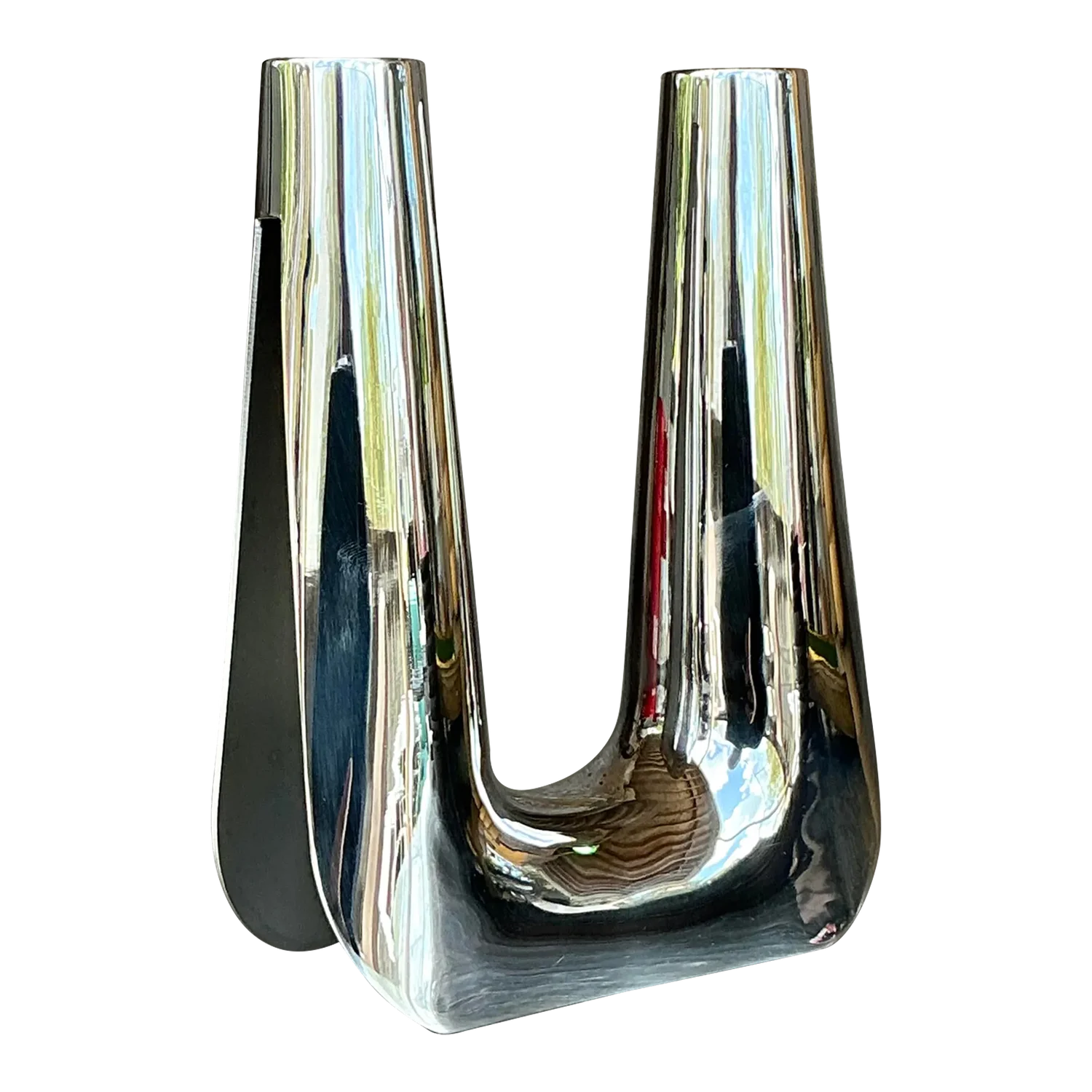 Vintage Boho George Jensen Stainless Steel Candlestick - Detail view