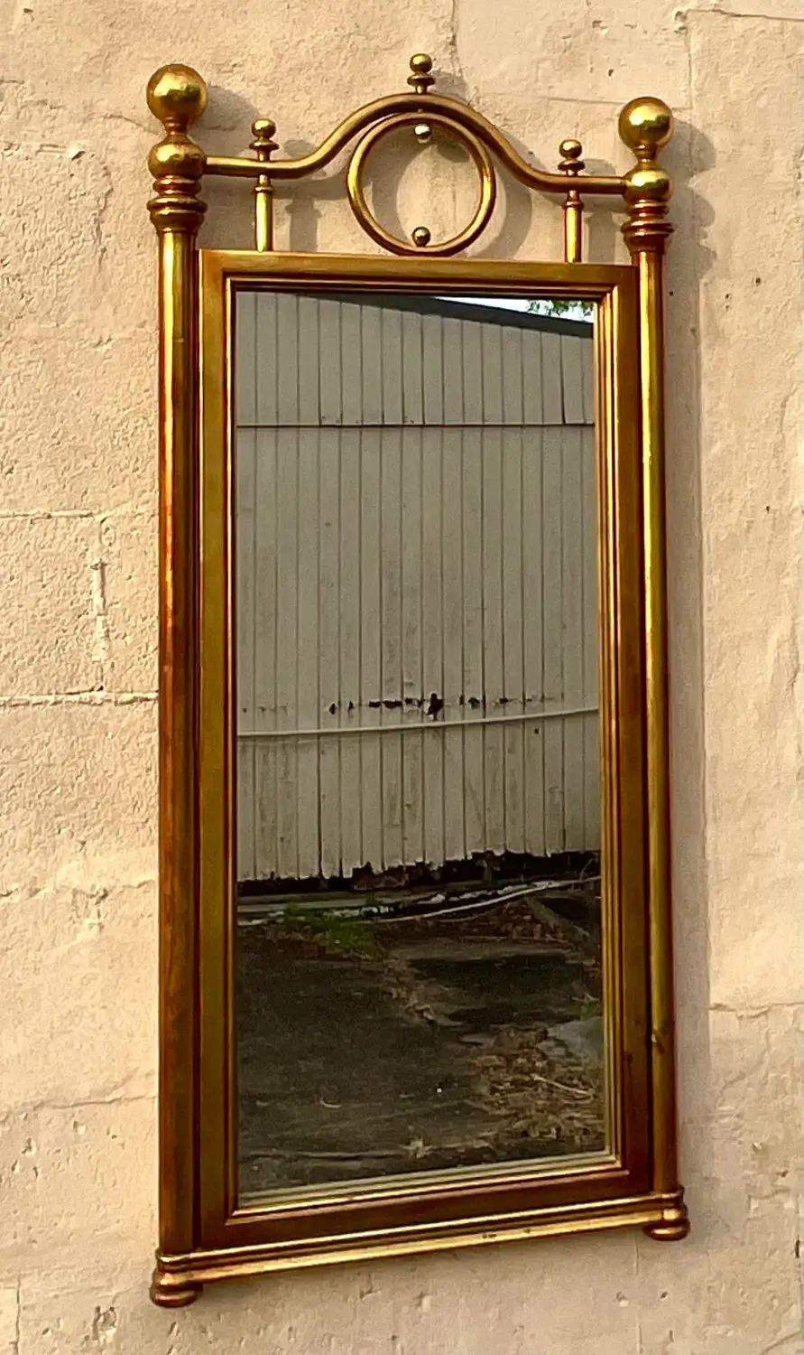 Vintage Boho Gilt Cannonball Mirror - Back view
