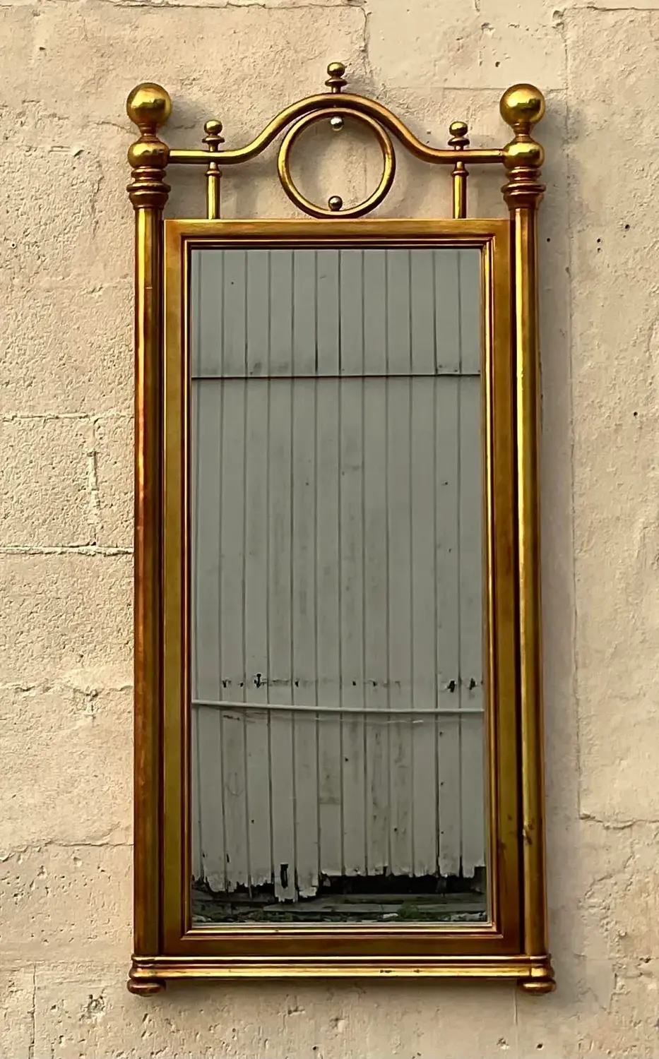 Vintage Boho Gilt Cannonball Mirror - Side view