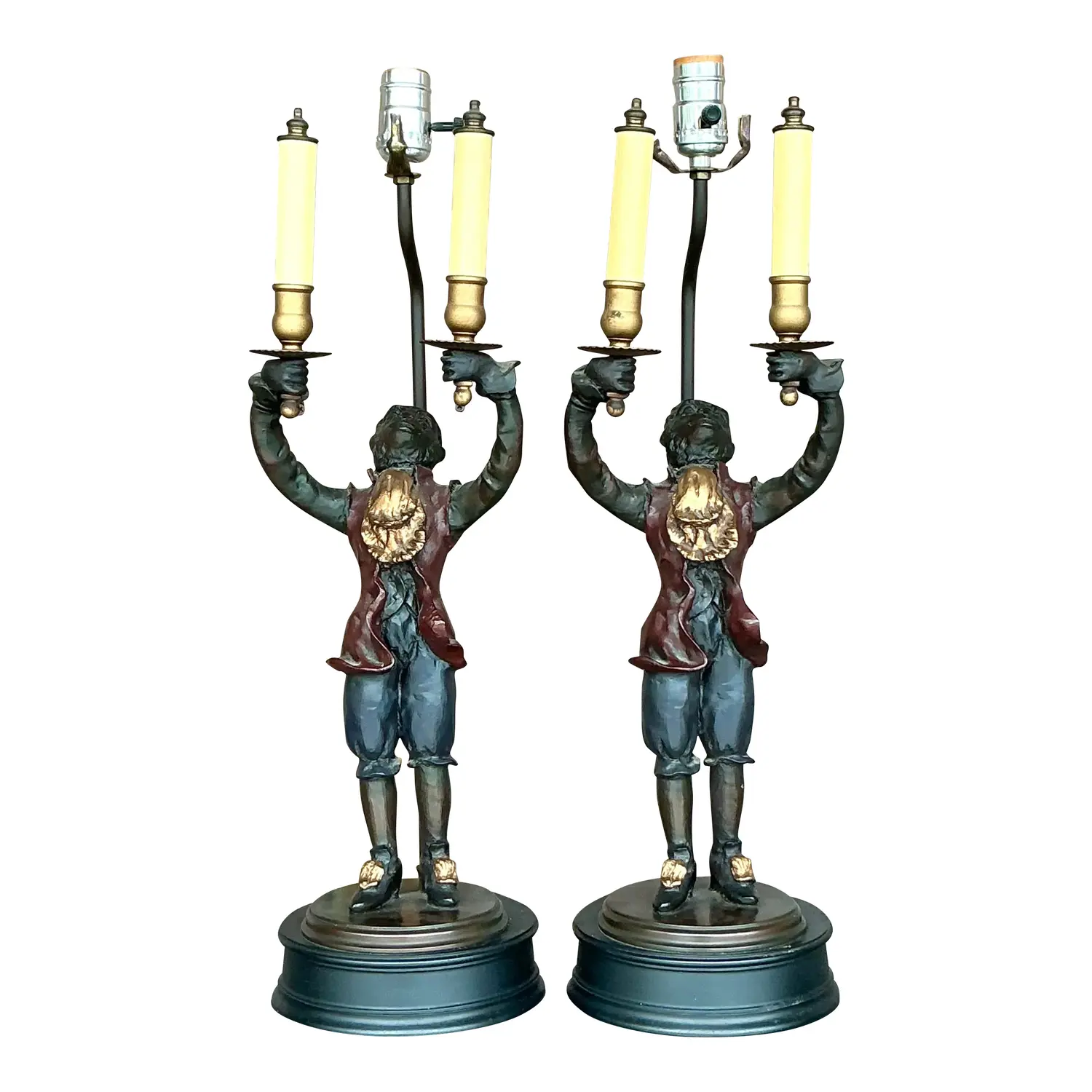 Vintage Boho Gilt Tipped Monkey Lamps - a Pair