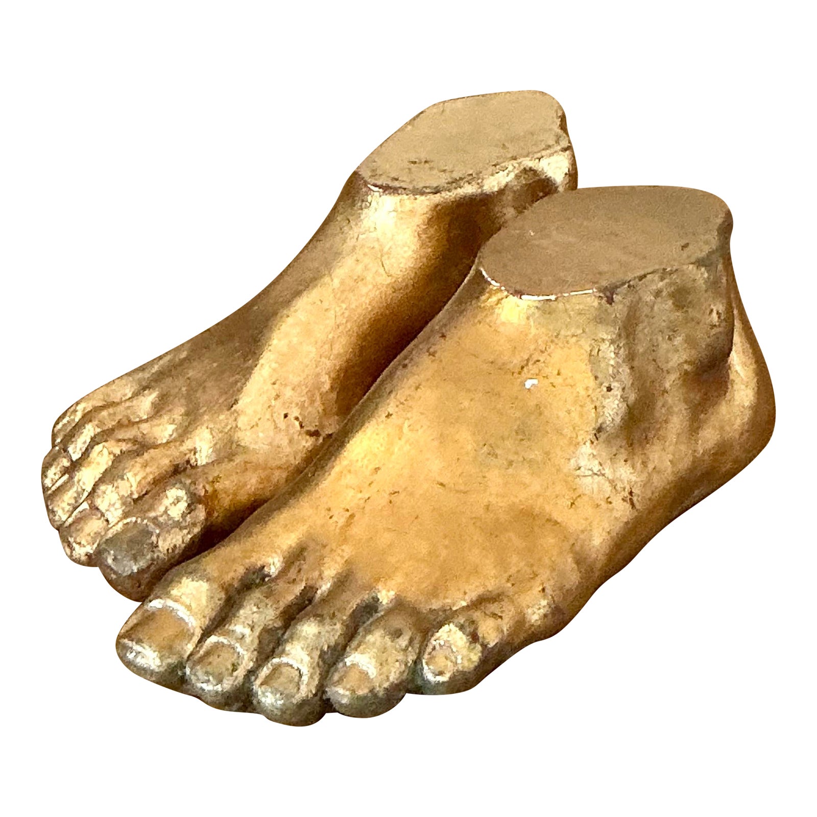 Vintage Boho Gilt Tipped Plaster Feet - Set of 2 - Detail view