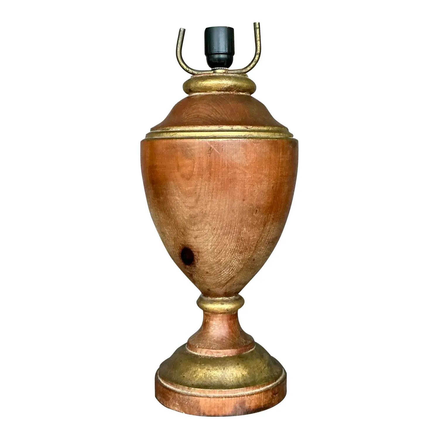 Vintage Boho Gilt Tipped Turned Wood Lamp