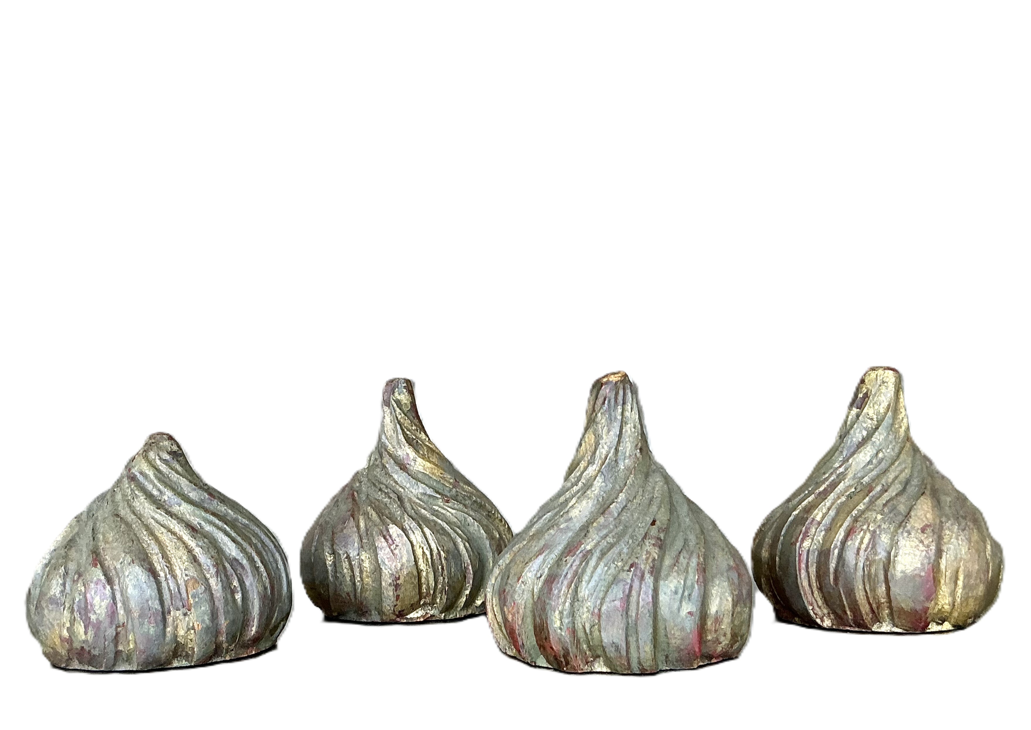 Vintage Boho Gilt Tipped Wood Spires - Set Of 4 - Detail view