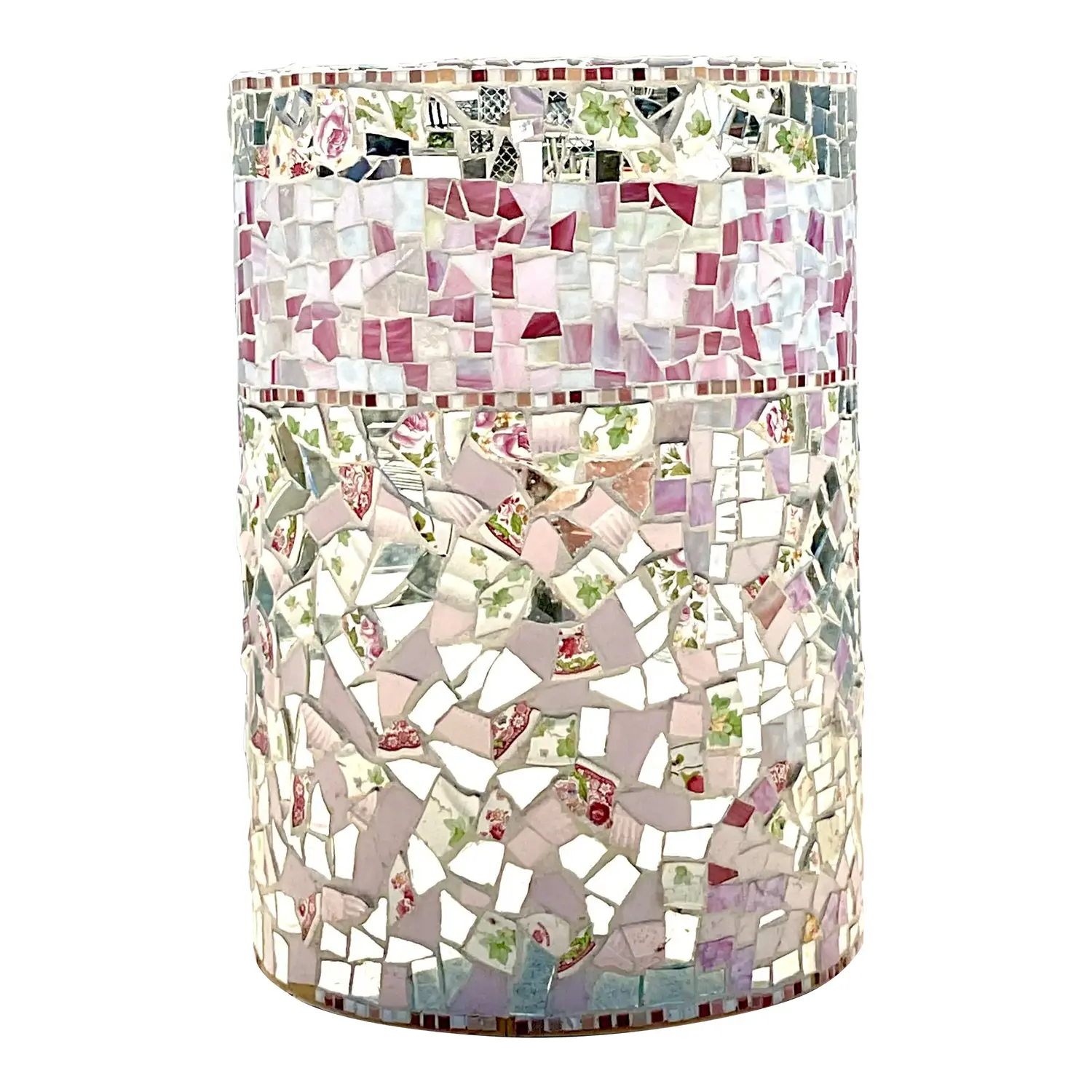 Vintage Boho Glass and Ceramic Mosaic Dining Table Pedestal