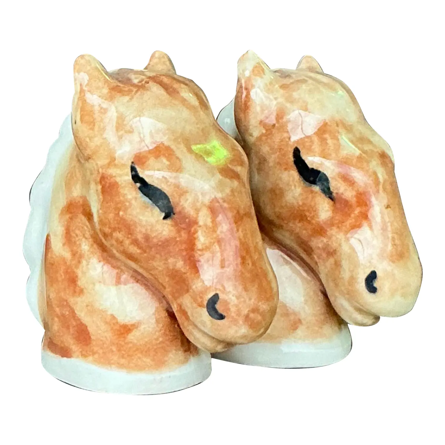 Vintage Boho Glazed Ceramic Horse Salt and Pepper Shakers - a Pair