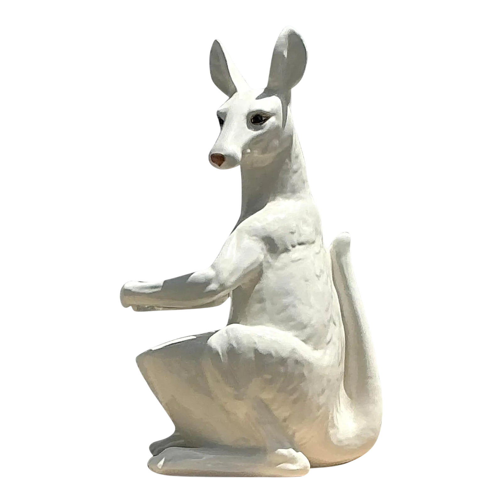 Vintage Boho Glazed Ceramic Kangaroo Planter - Detail view