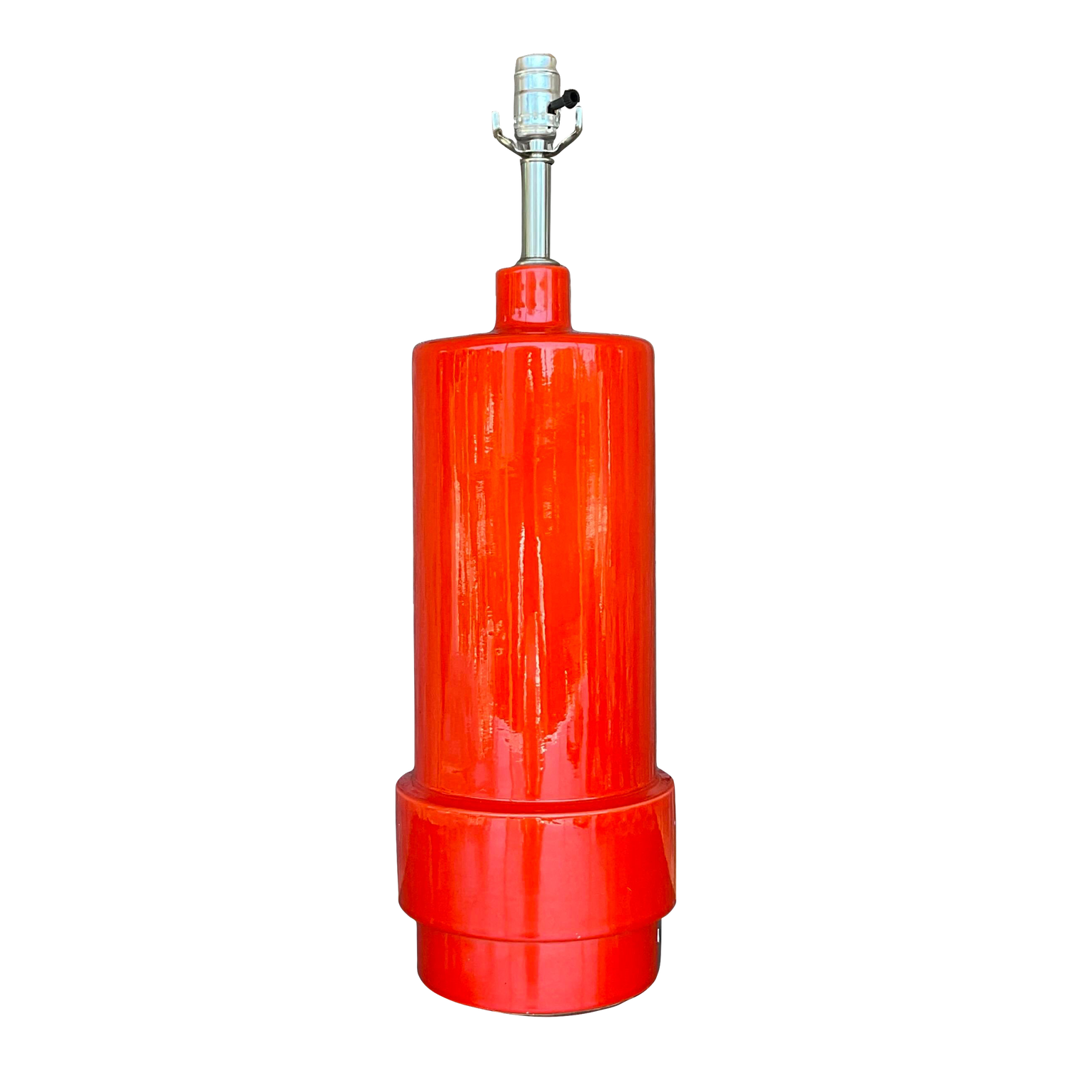 Vintage Boho Glazed Ceramic Lamp - Detail view