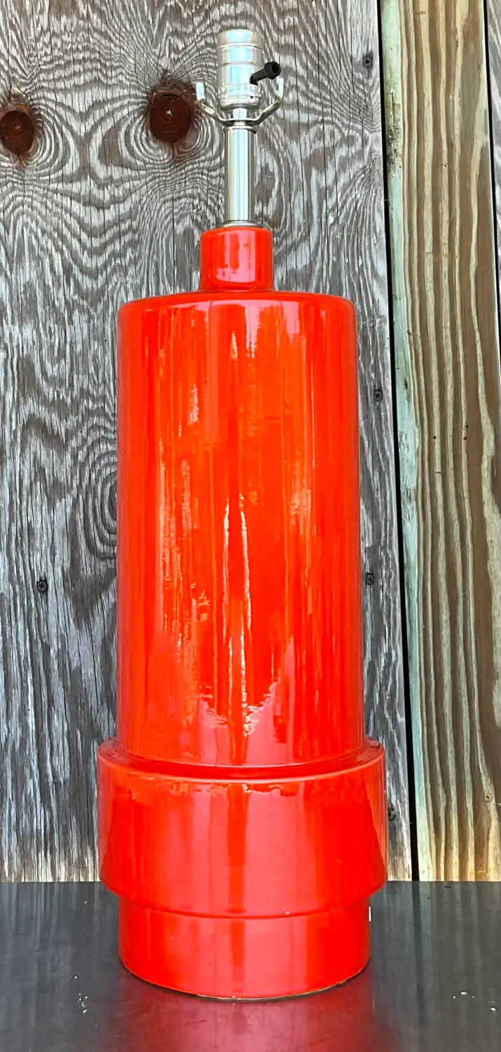 Vintage Boho Glazed Ceramic Lamp - Top view