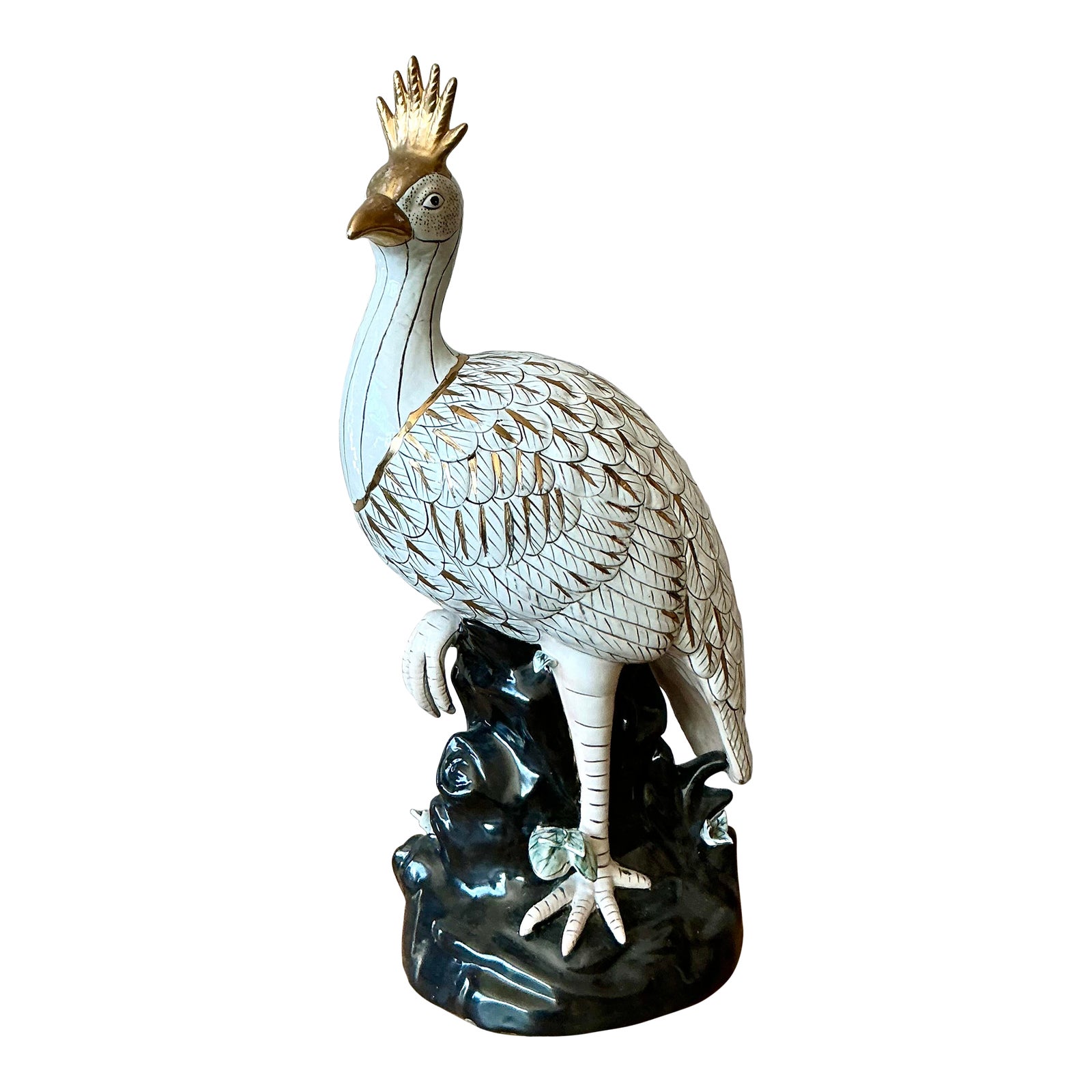 Vintage Boho Glazed Ceramic Peacock