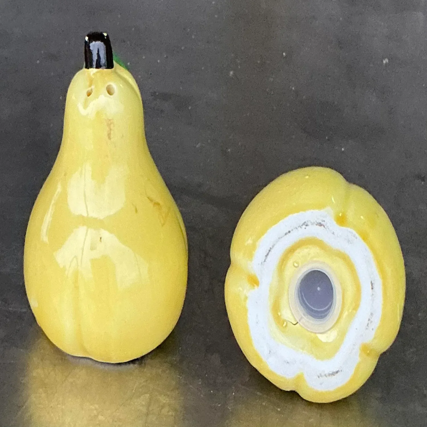 Vintage Boho Glazed Ceramic Pear Salt and Pepper Shakers