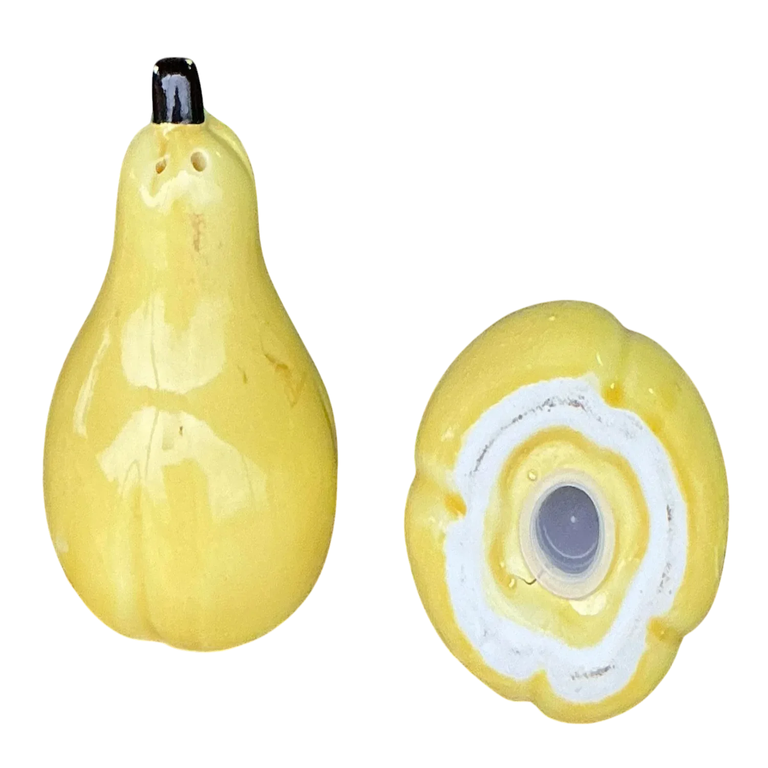 Vintage Boho Glazed Ceramic Pear Salt and Pepper Shakers