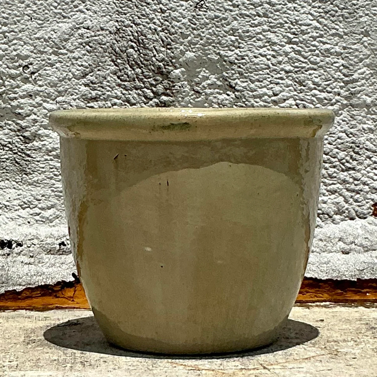 Vintage Boho Glazed Ceramic Planter - Back view