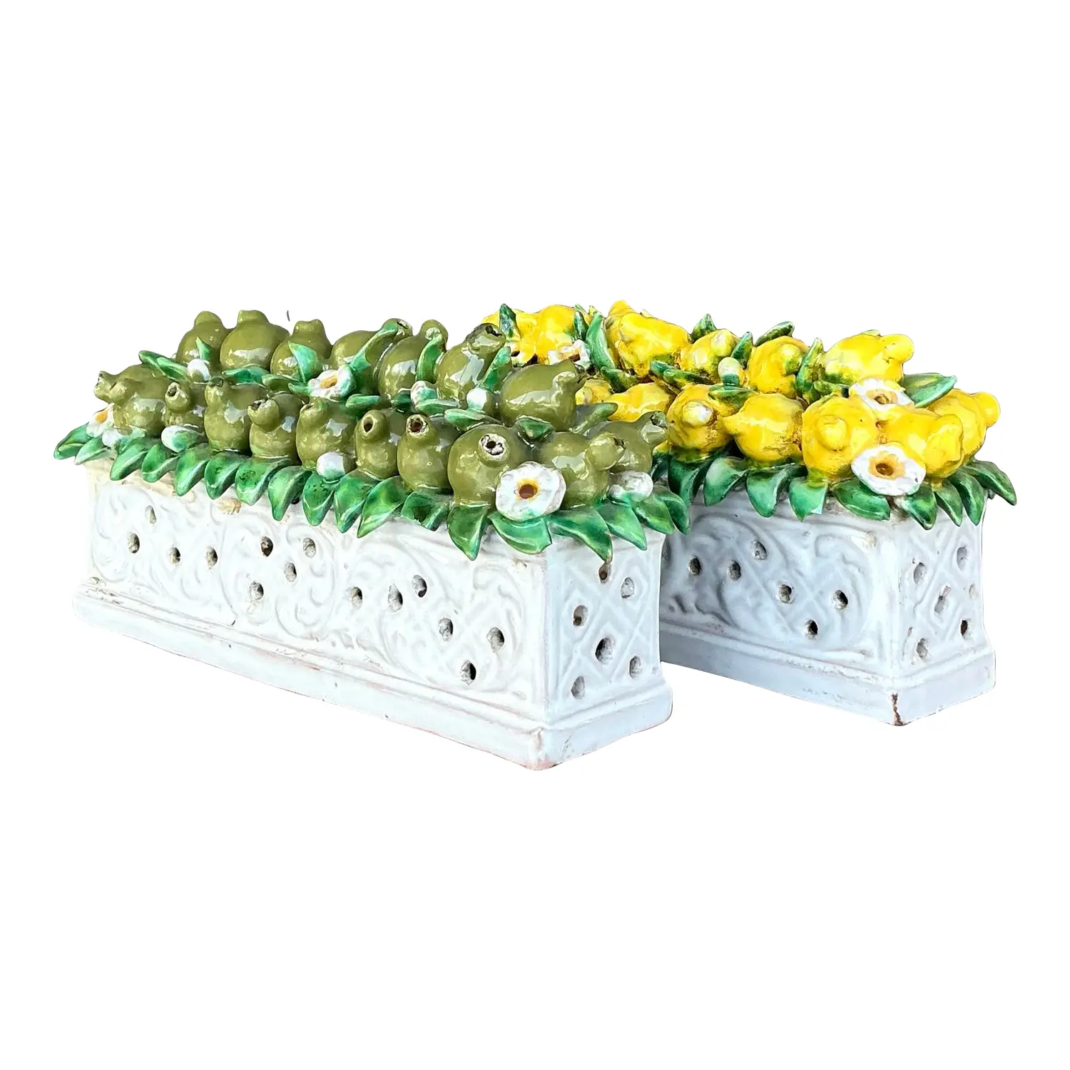 Vintage Boho Glazed Ceramic Planters - a Pair