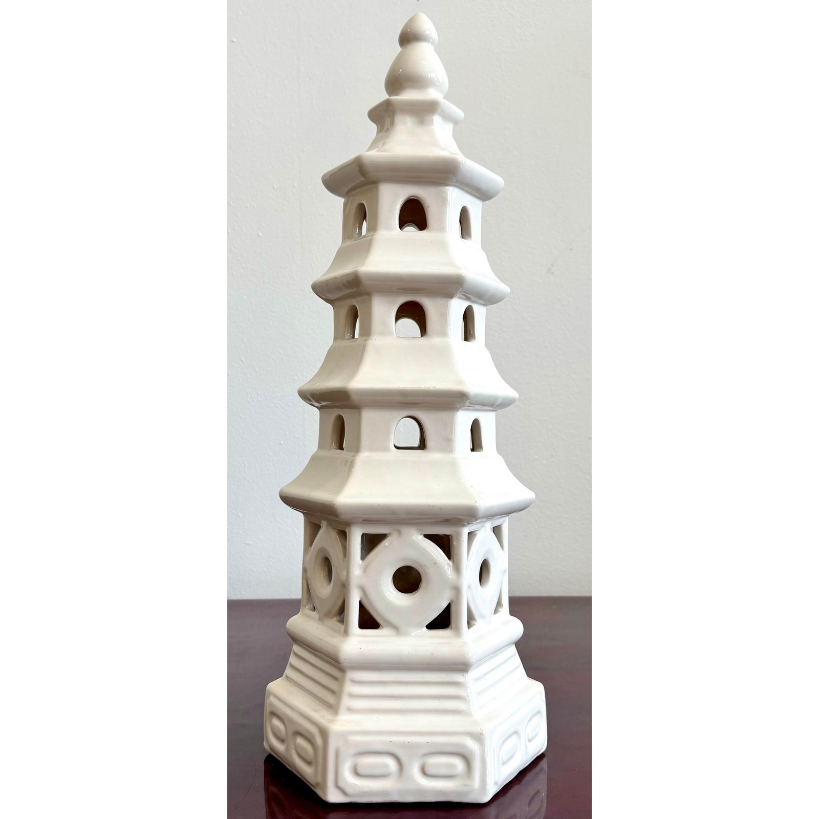 Vintage Boho Glazed Ceramic Sculpture - Top view