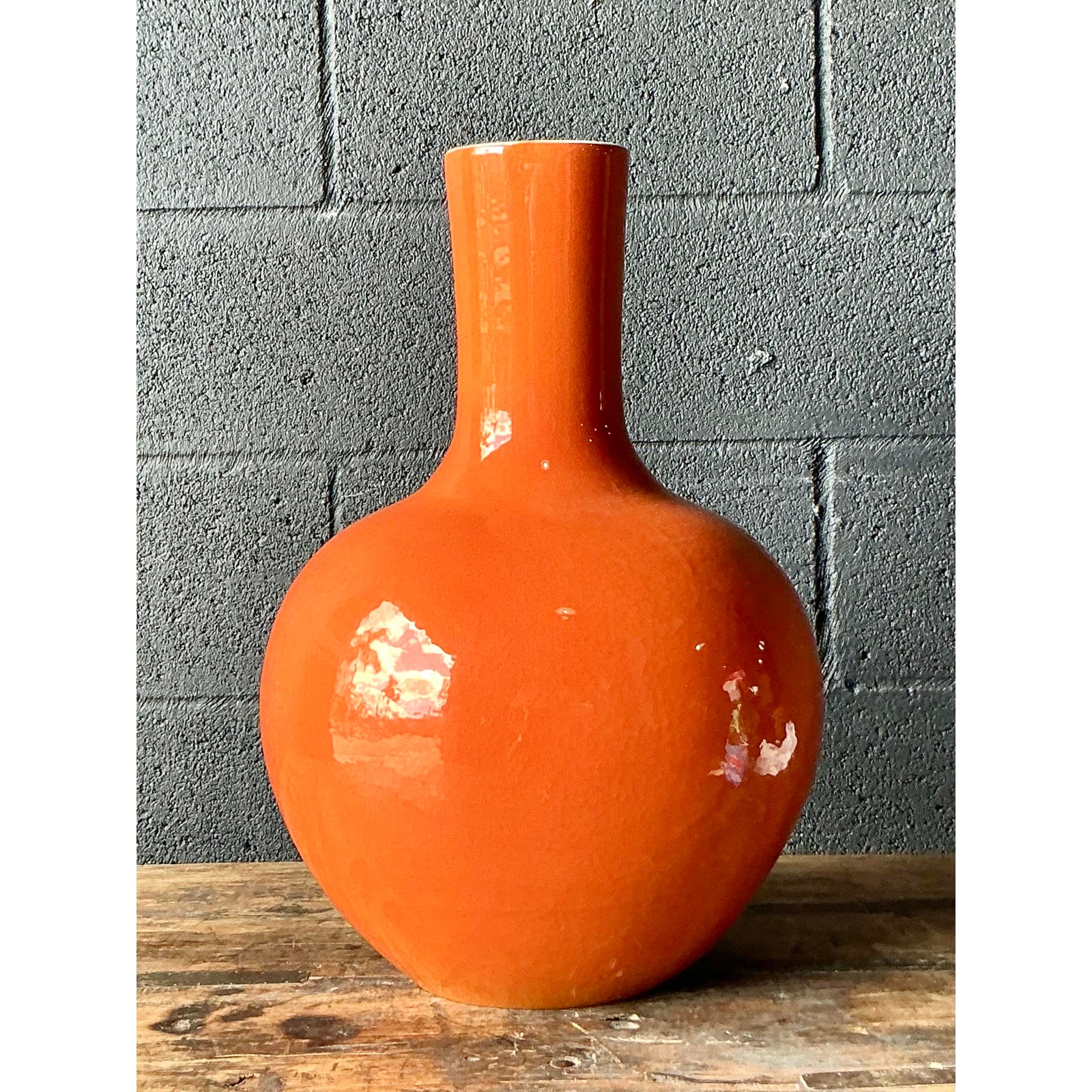 Vintage Boho Glazed Ceramic Vase - Detail view