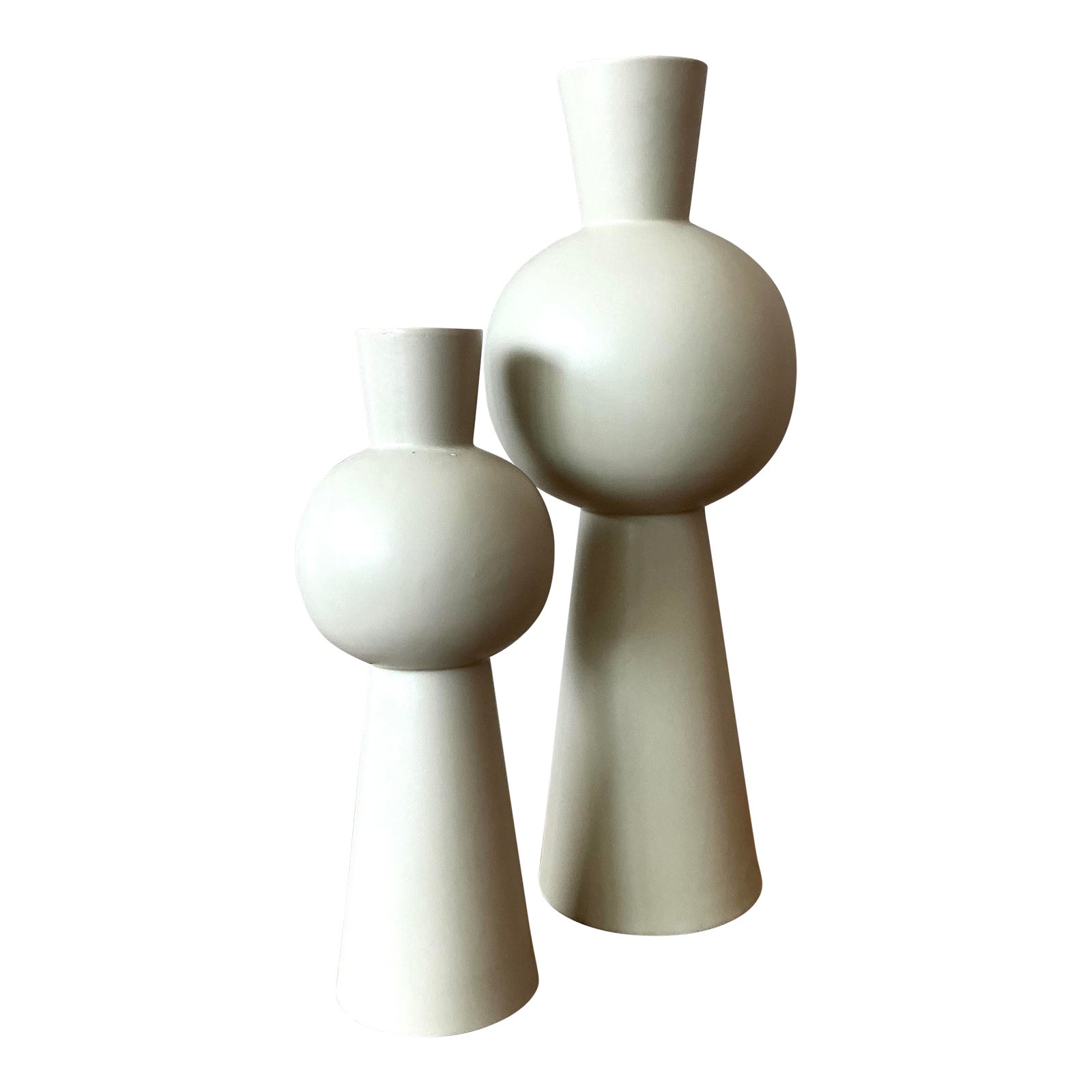 Vintage Boho Glazed Ceramic Vase - Set of 2 - Detail view