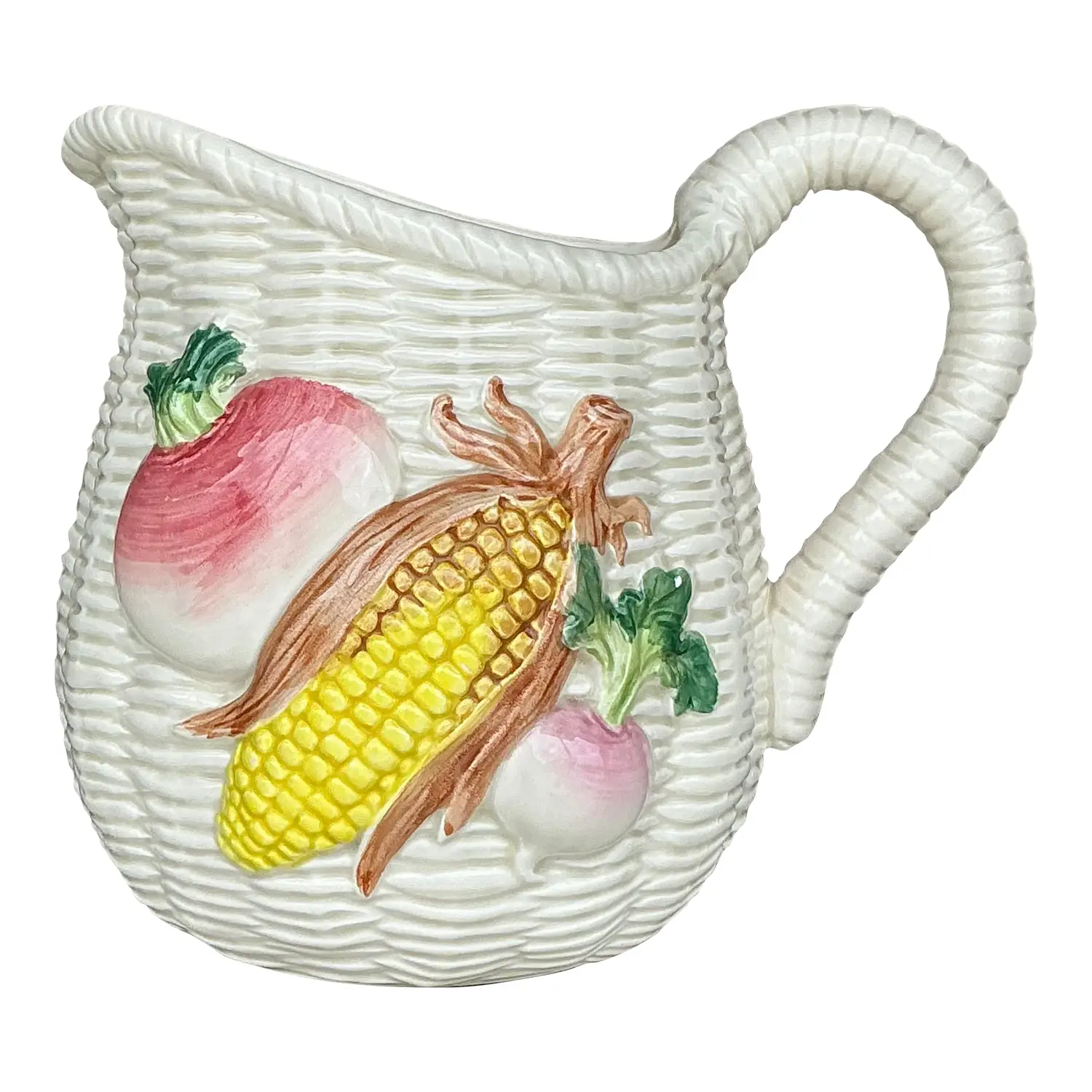Vintage Boho Glazed Ceramic Vegetable Pitcher - Detail view