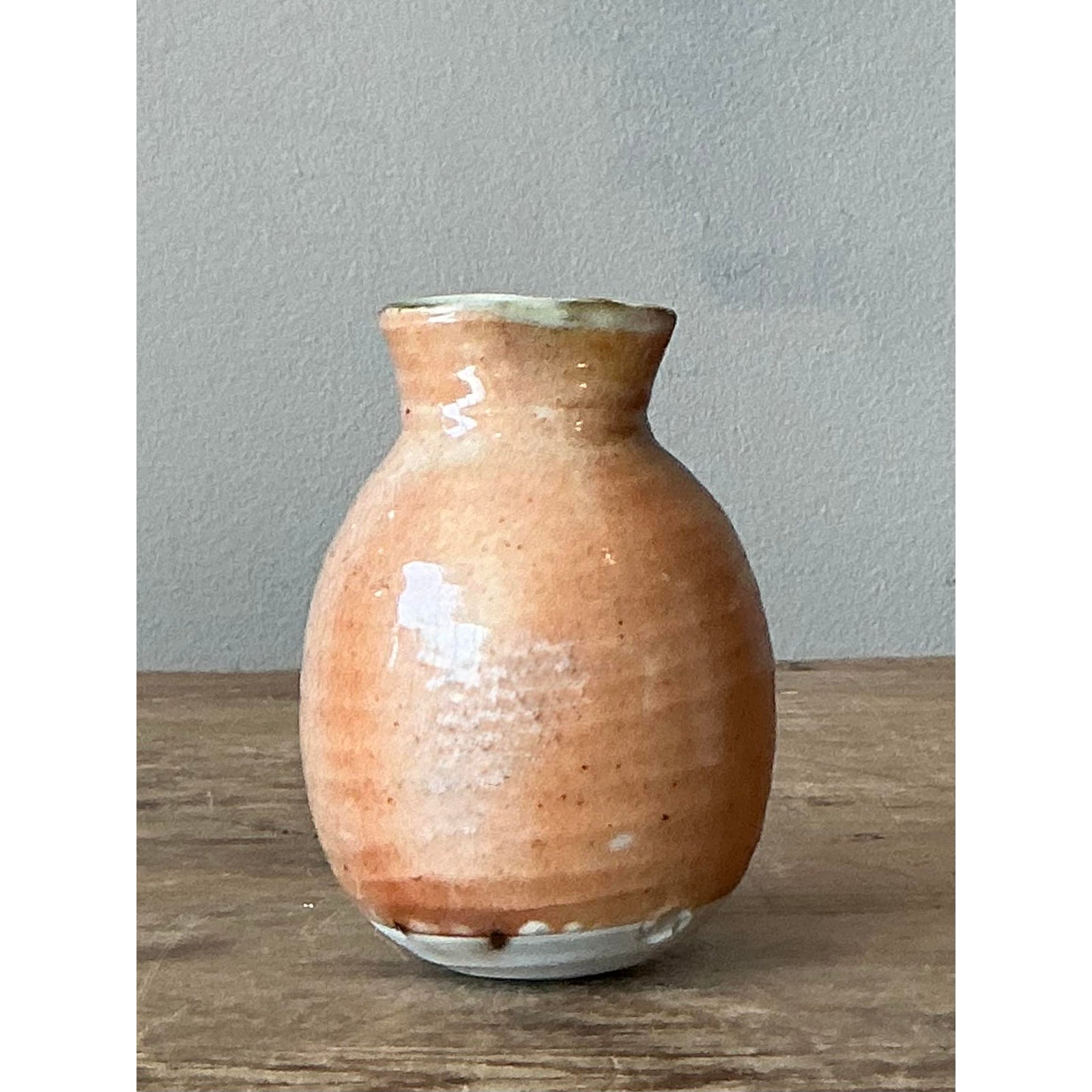 Vintage Boho Glazed Studio Pottery Vase - Back view