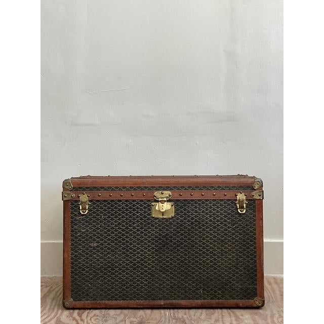 Vintage Boho Goyard Steamer Trunk - Detail view