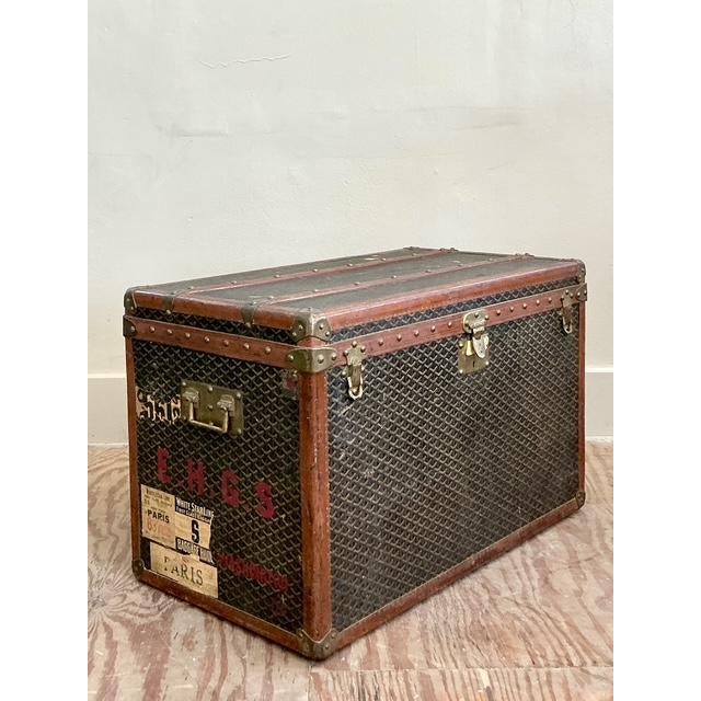 Vintage Boho Goyard Steamer Trunk - Top view
