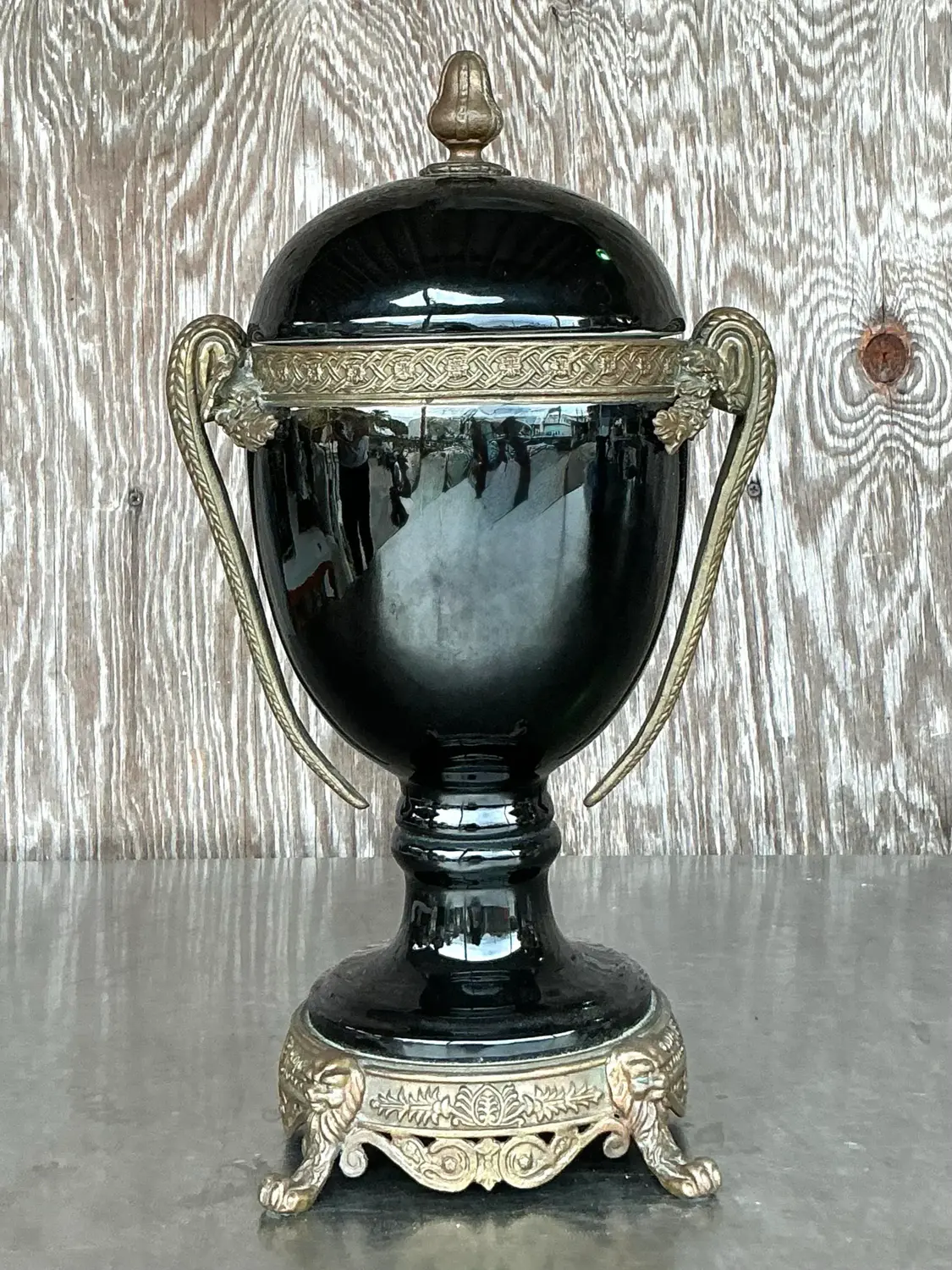 Vintage Boho Grand Tour Lidded Urn - Top view