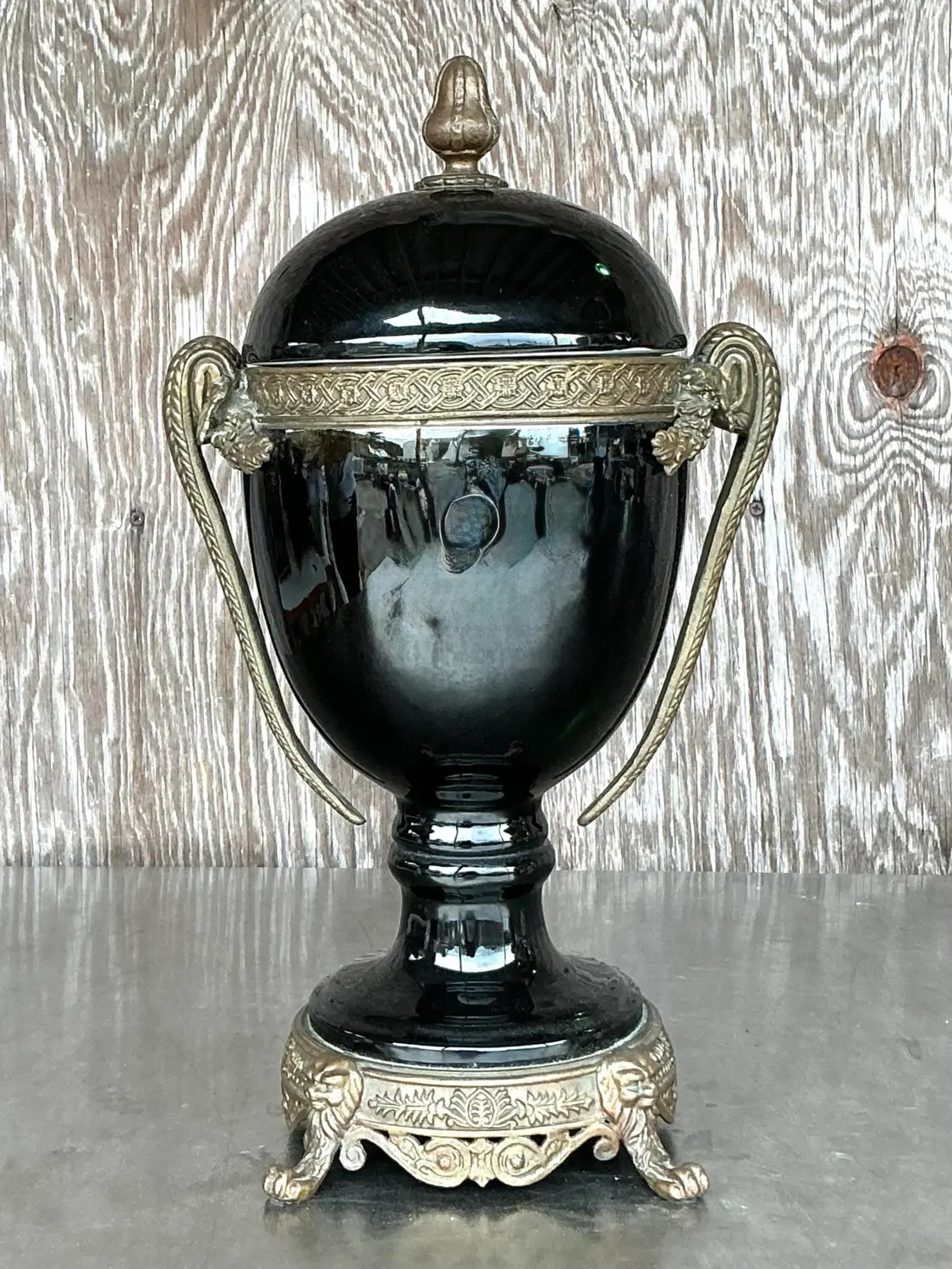 Vintage Boho Grand Tour Lidded Urn - Side view