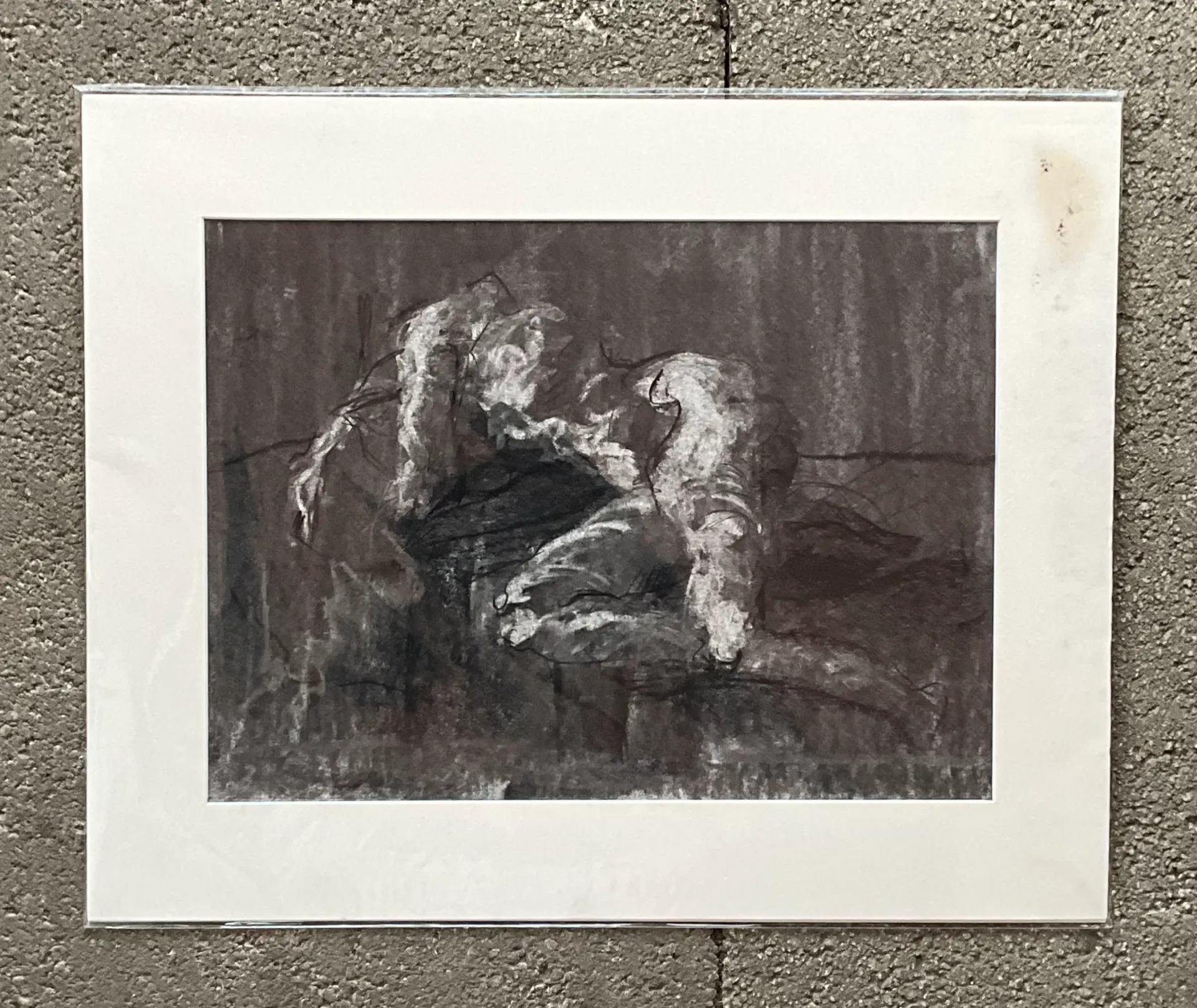 Vintage Boho Graphite Nude Sketch - Side view