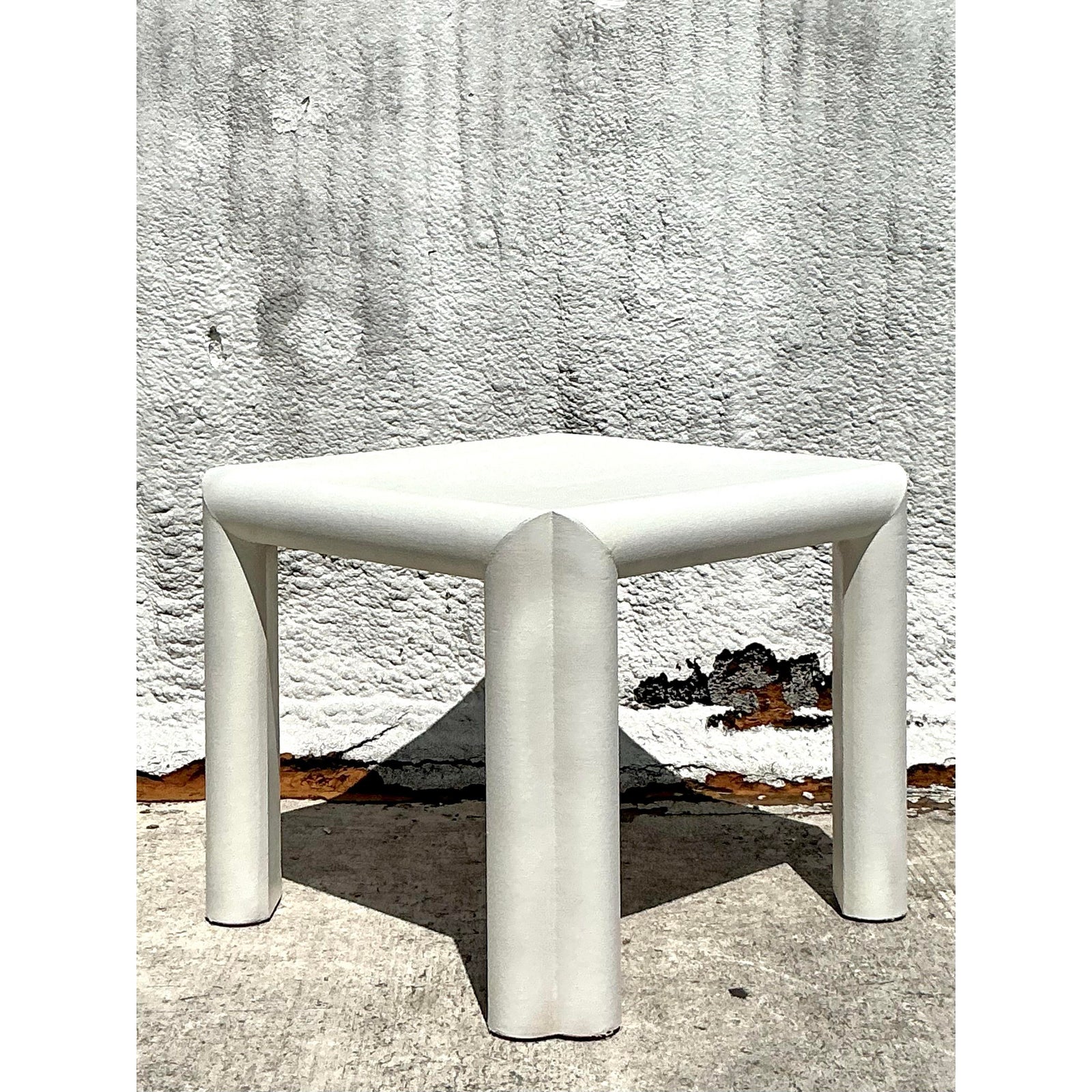 Vintage Boho Grasscloth Game Table - Top view