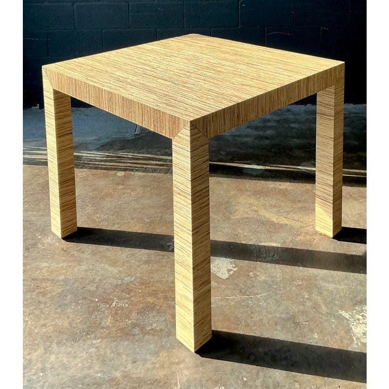 Vintage Boho Grasscloth Game Table - Side view