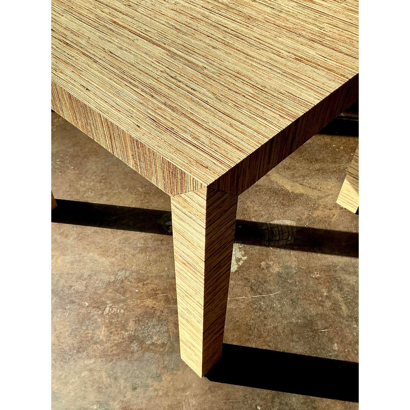 Vintage Boho Grasscloth Game Table - Back view