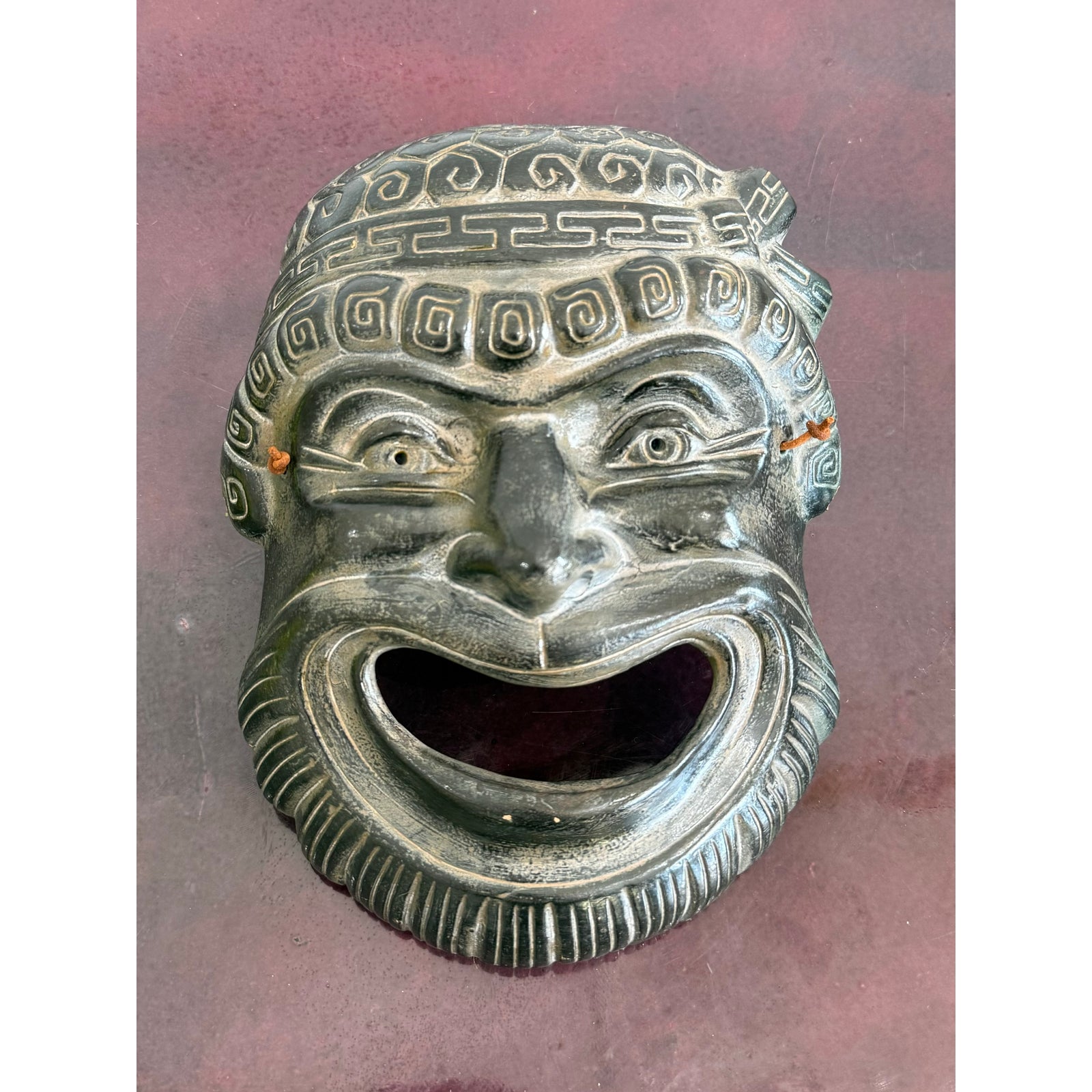 Vintage Boho Greek Comedy Face Mask - Side view