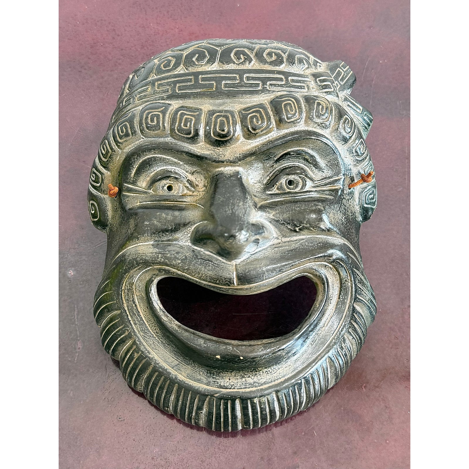 Vintage Boho Greek Comedy Face Mask - Back view
