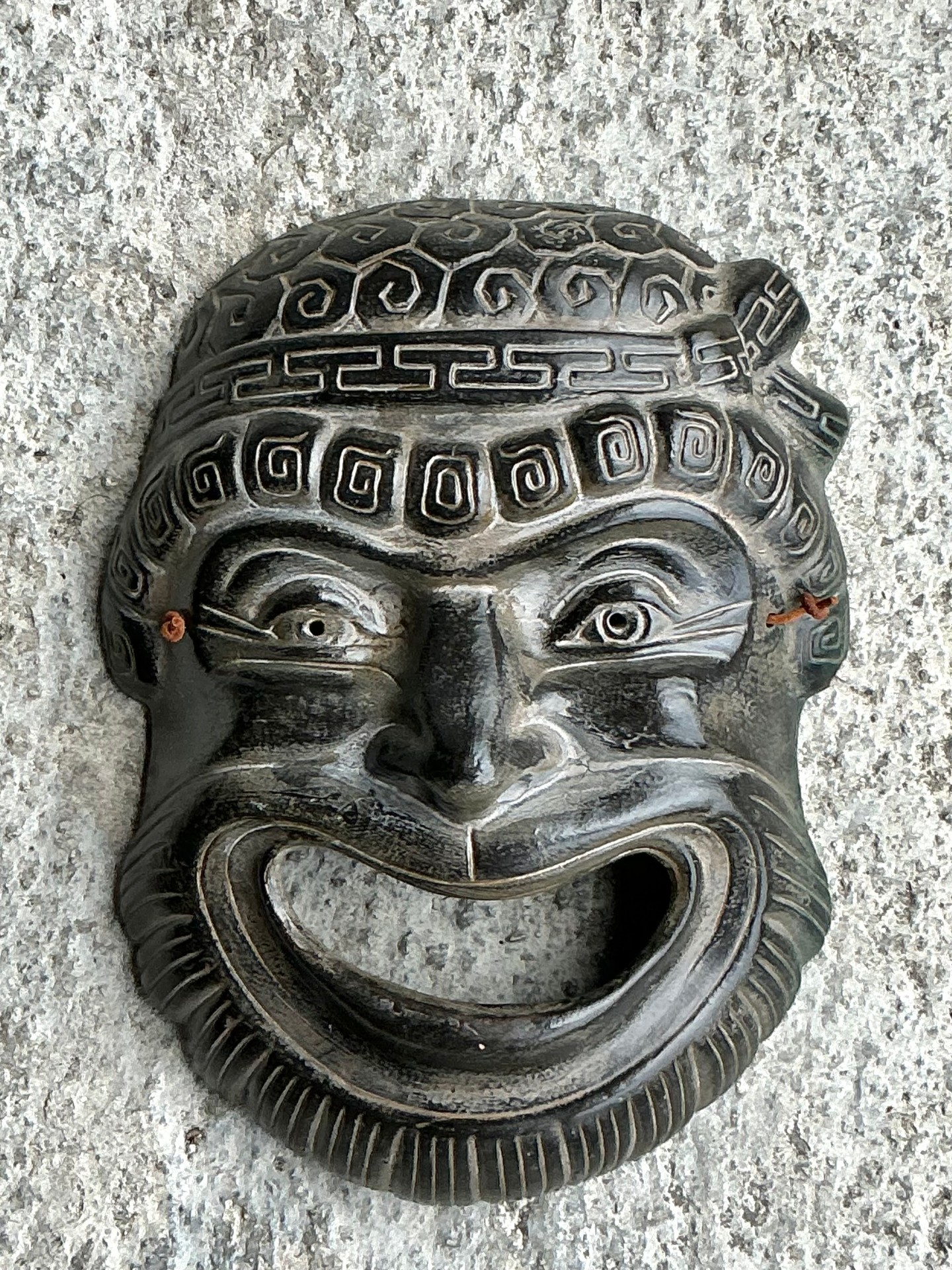 Vintage Boho Greek Terra Cotta Face Mask - Side view
