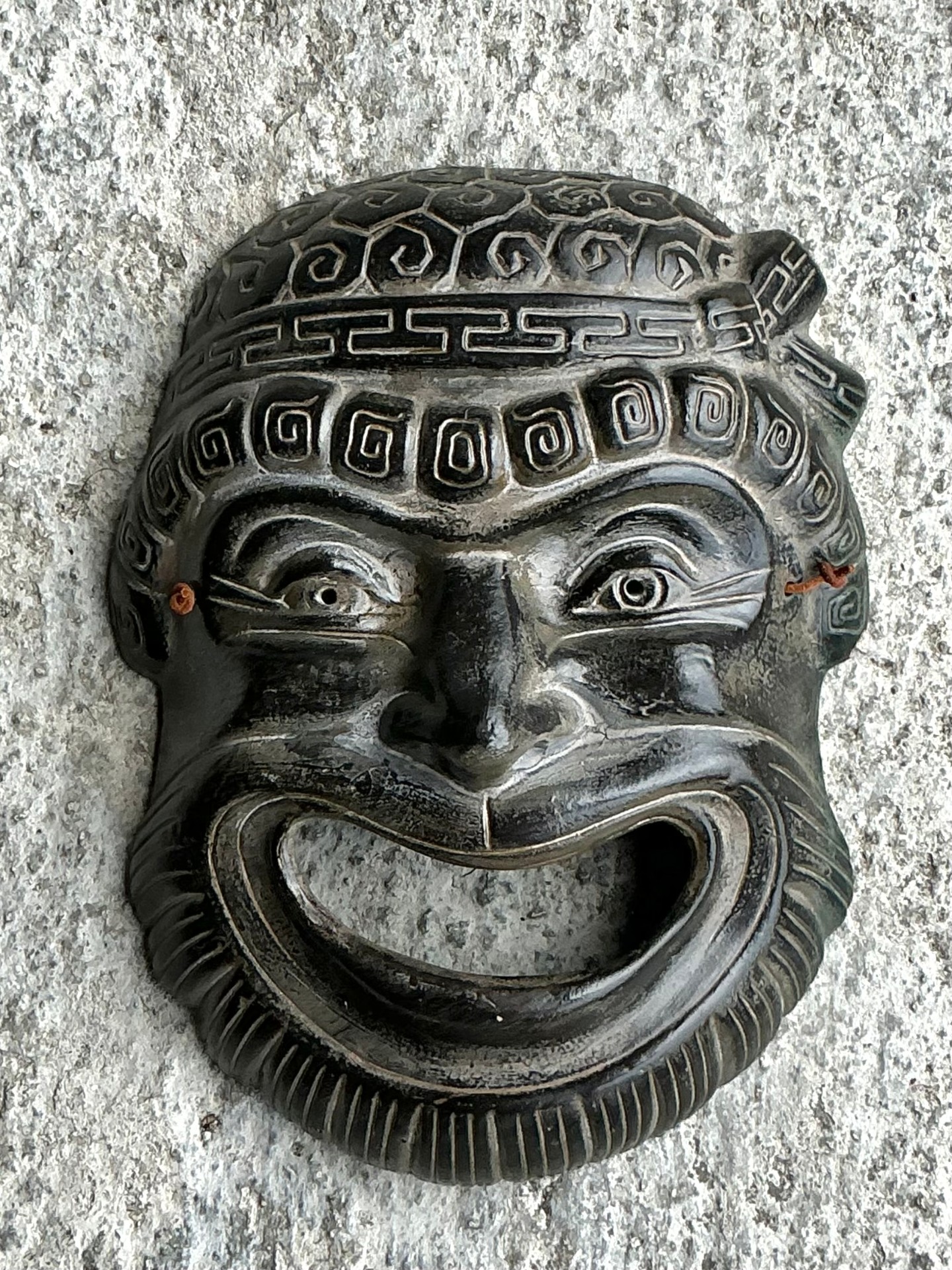 Vintage Boho Greek Terra Cotta Face Mask - Detail view