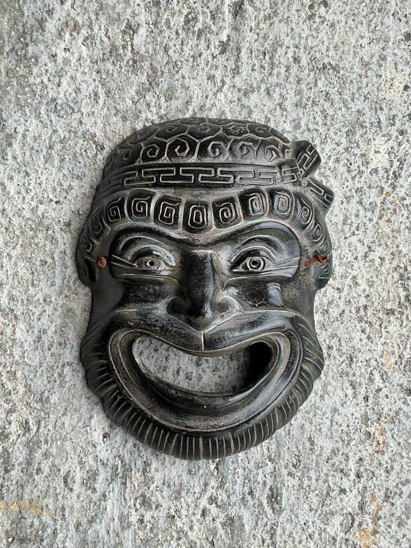 Vintage Boho Greek Terra Cotta Face Mask - Back view