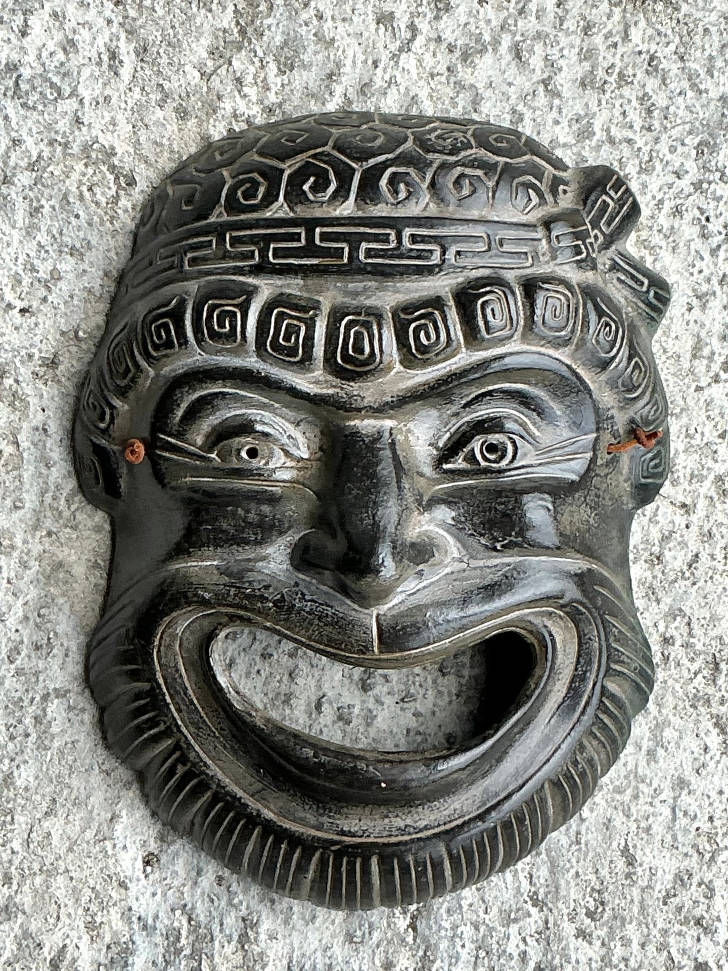 Vintage Boho Greek Terra Cotta Face Mask - Top view