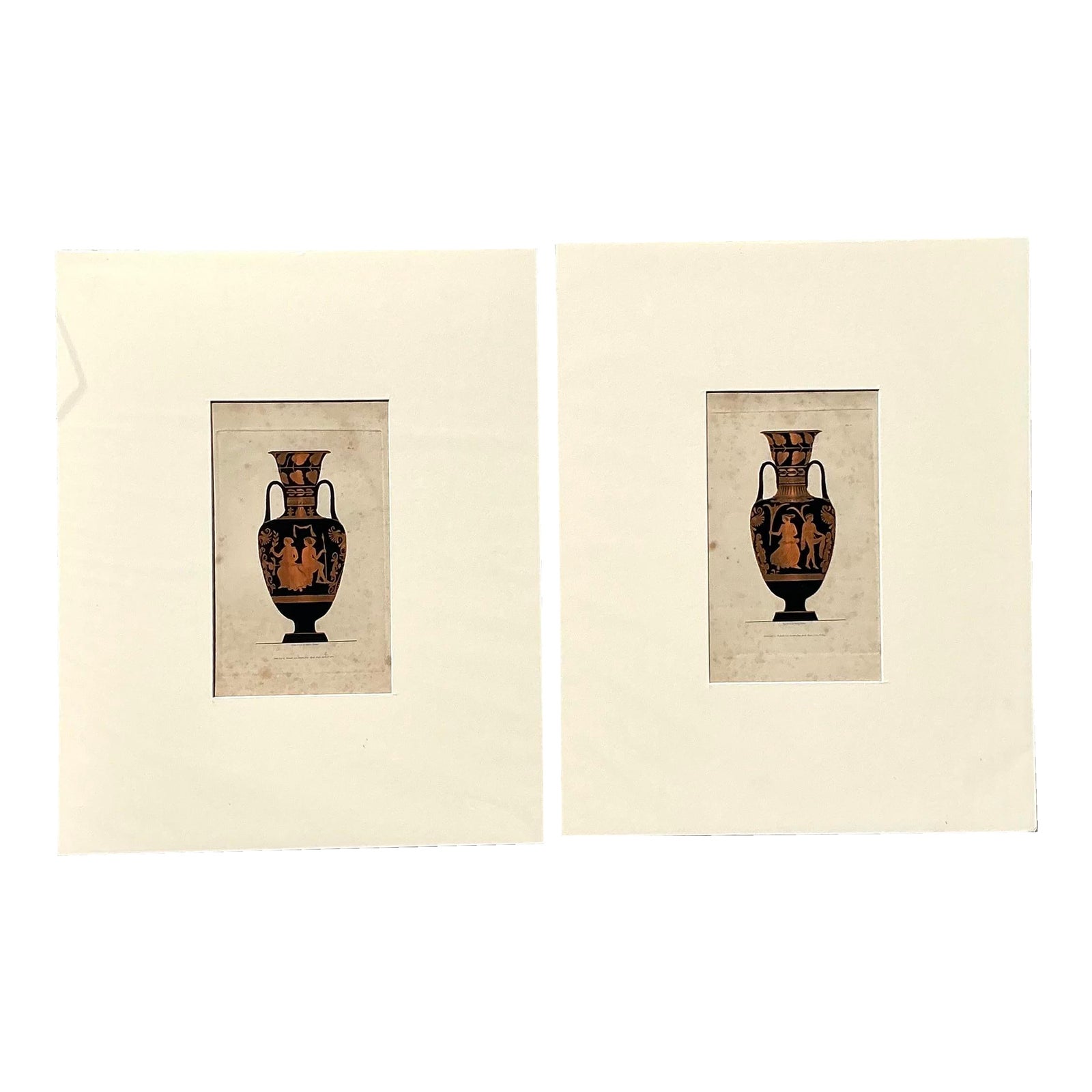 Vintage Boho Greek Urn Original Prints - Set of 2