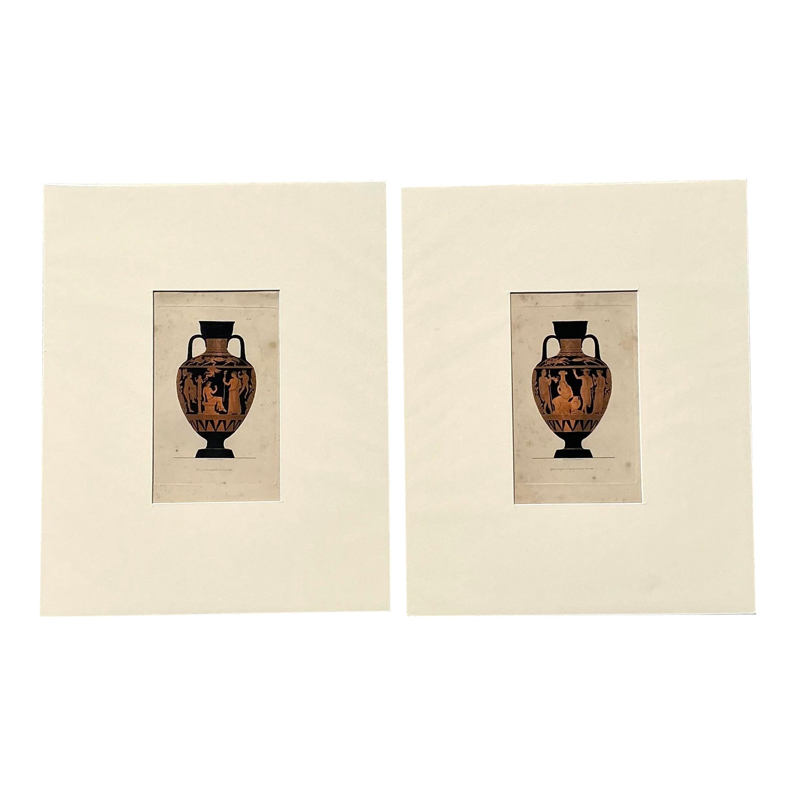 Vintage Boho Greek Urns Original Prints - Set of 2