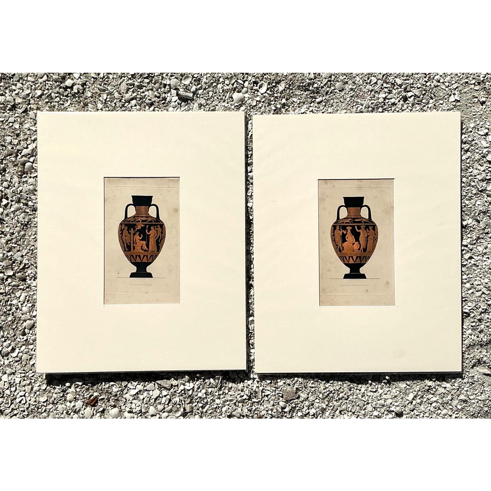 Vintage Boho Greek Urns Original Prints - Set of 2 - Back view