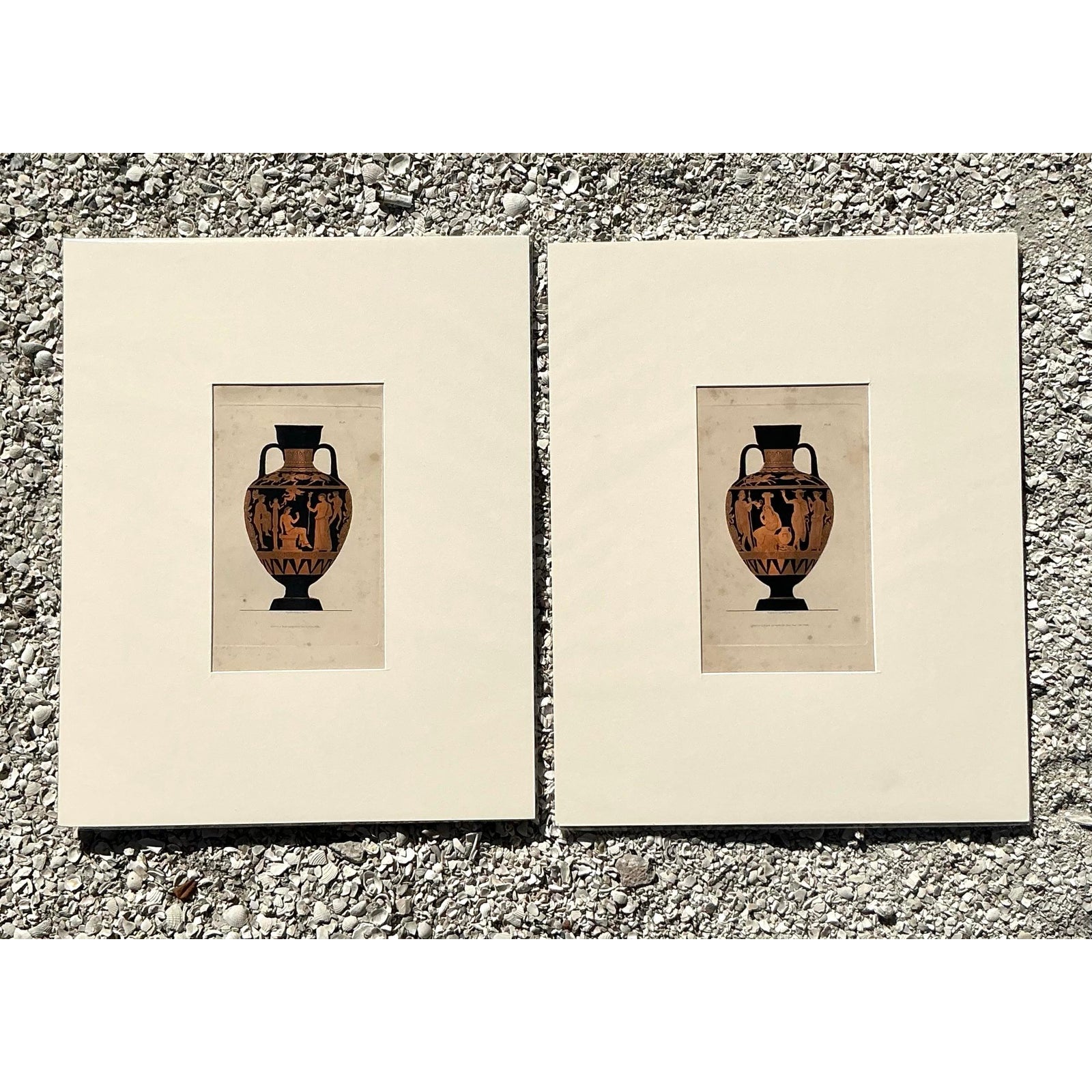 Vintage Boho Greek Urns Original Prints - Set of 2 - Detail view