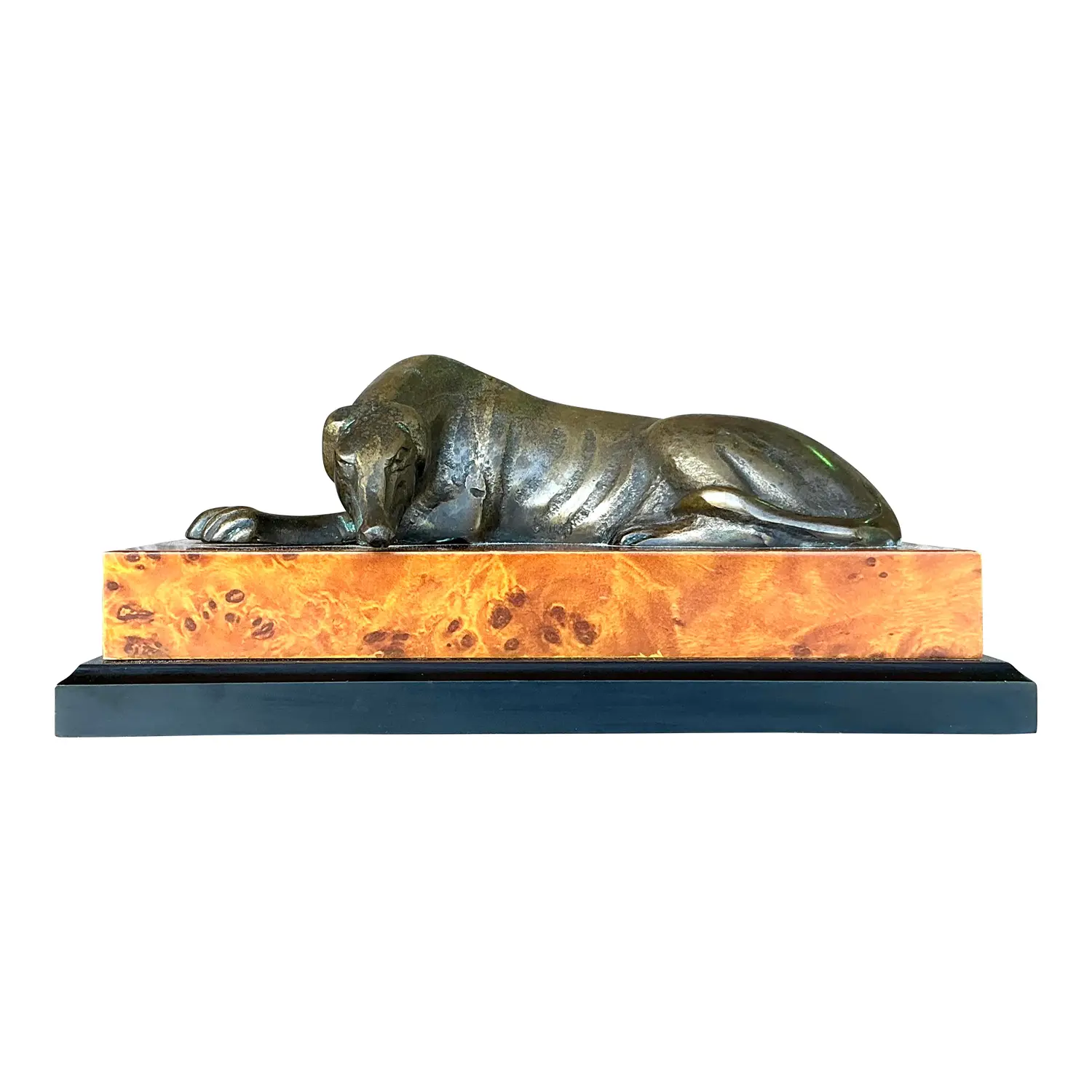 Vintage Boho Greyhound on Burl Plinth