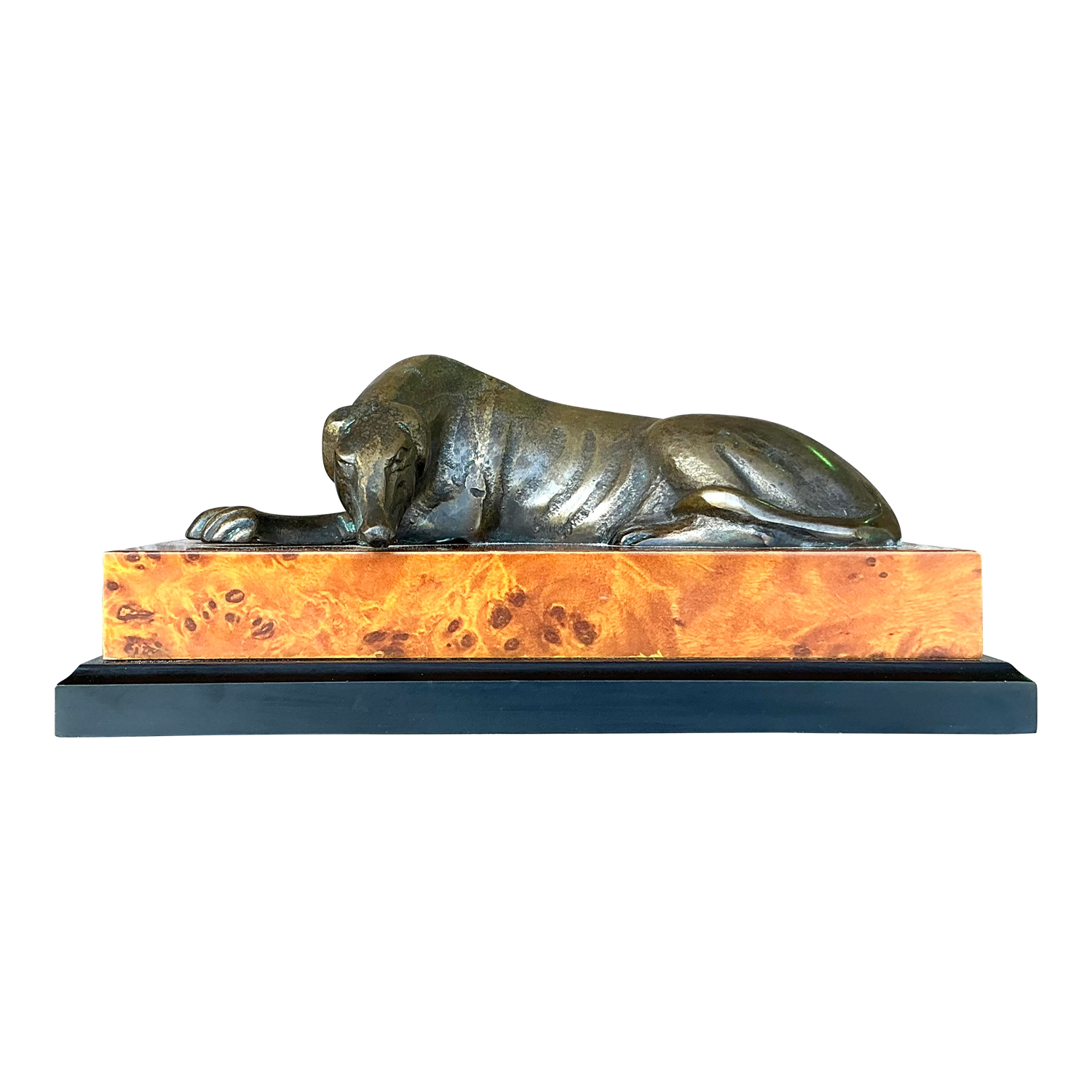 Vintage Boho Greyhound on Burl Plinth - Detail view