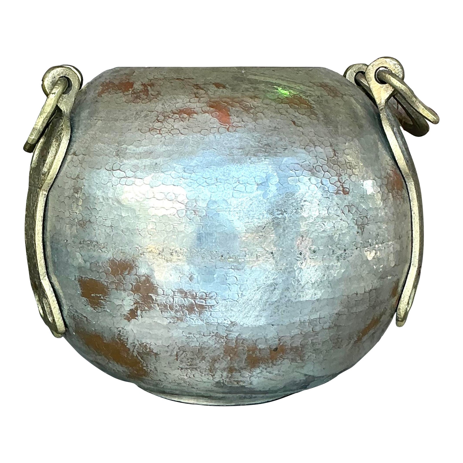 Vintage Boho Hammered Copper and Brass Vase - Detail view