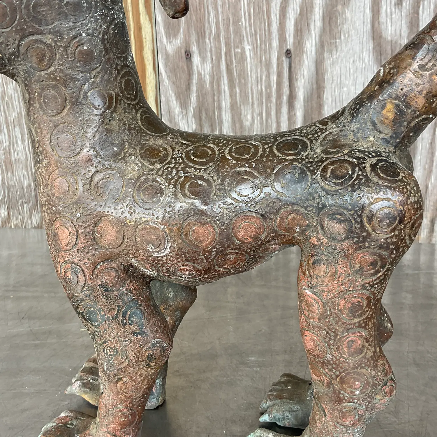 Vintage Boho Hammered Iron Cat - Back view
