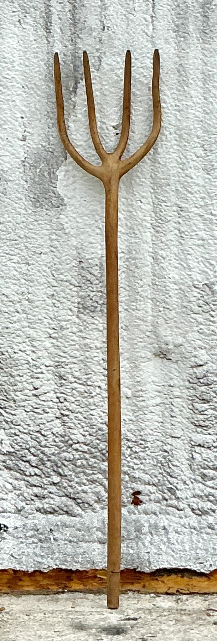 Vintage Boho Hand Carved Pitchfork - Back view