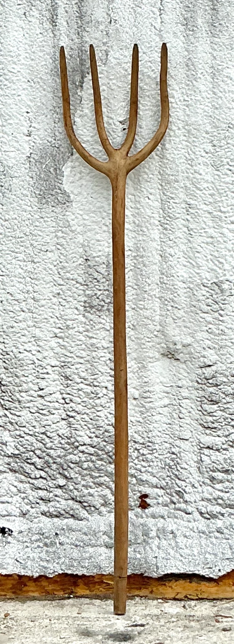 Vintage Boho Hand Carved Pitchfork - Top view