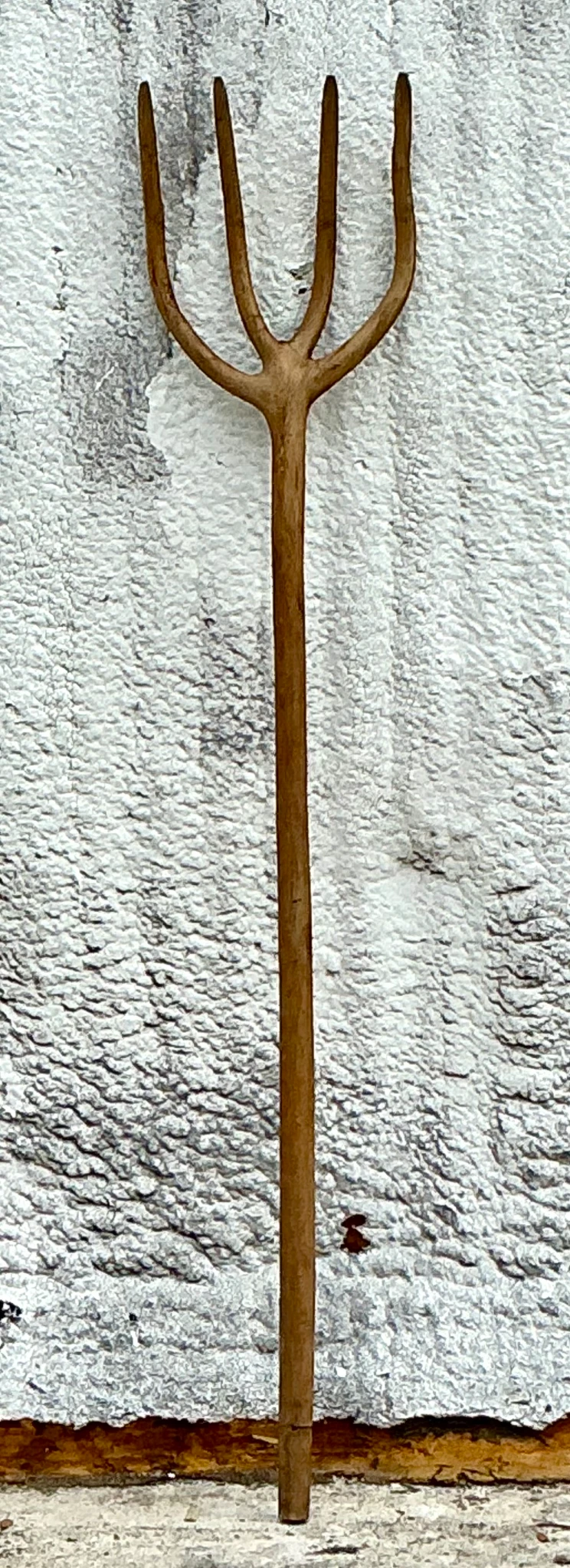 Vintage Boho Hand Carved Pitchfork - Side view