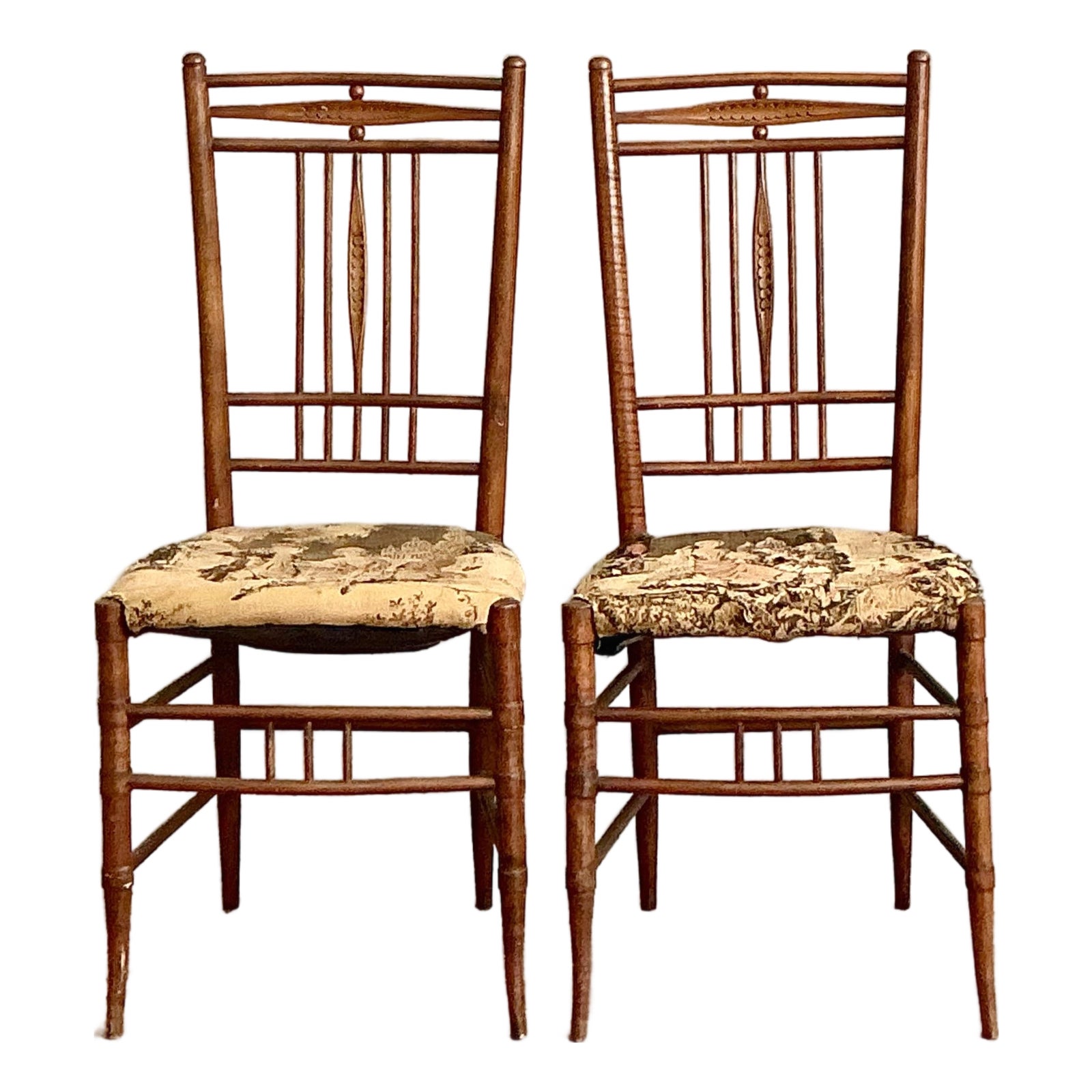 Vintage Boho Hand Carved Side Chairs - A Pair - Detail view